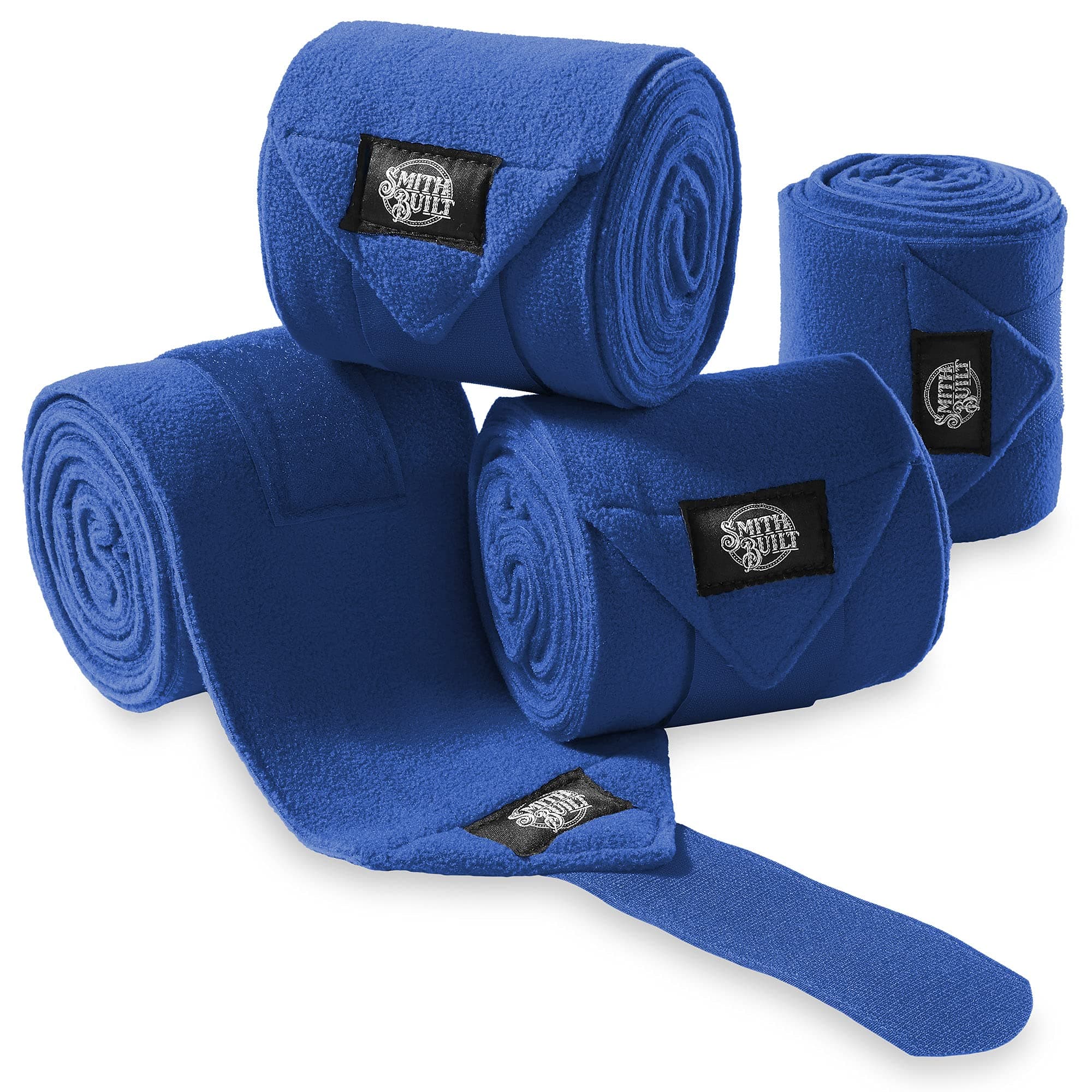 SmithBuilt Equine Fleece Polo Wraps, Blue - (Set of 4) Horse Leg Bandages