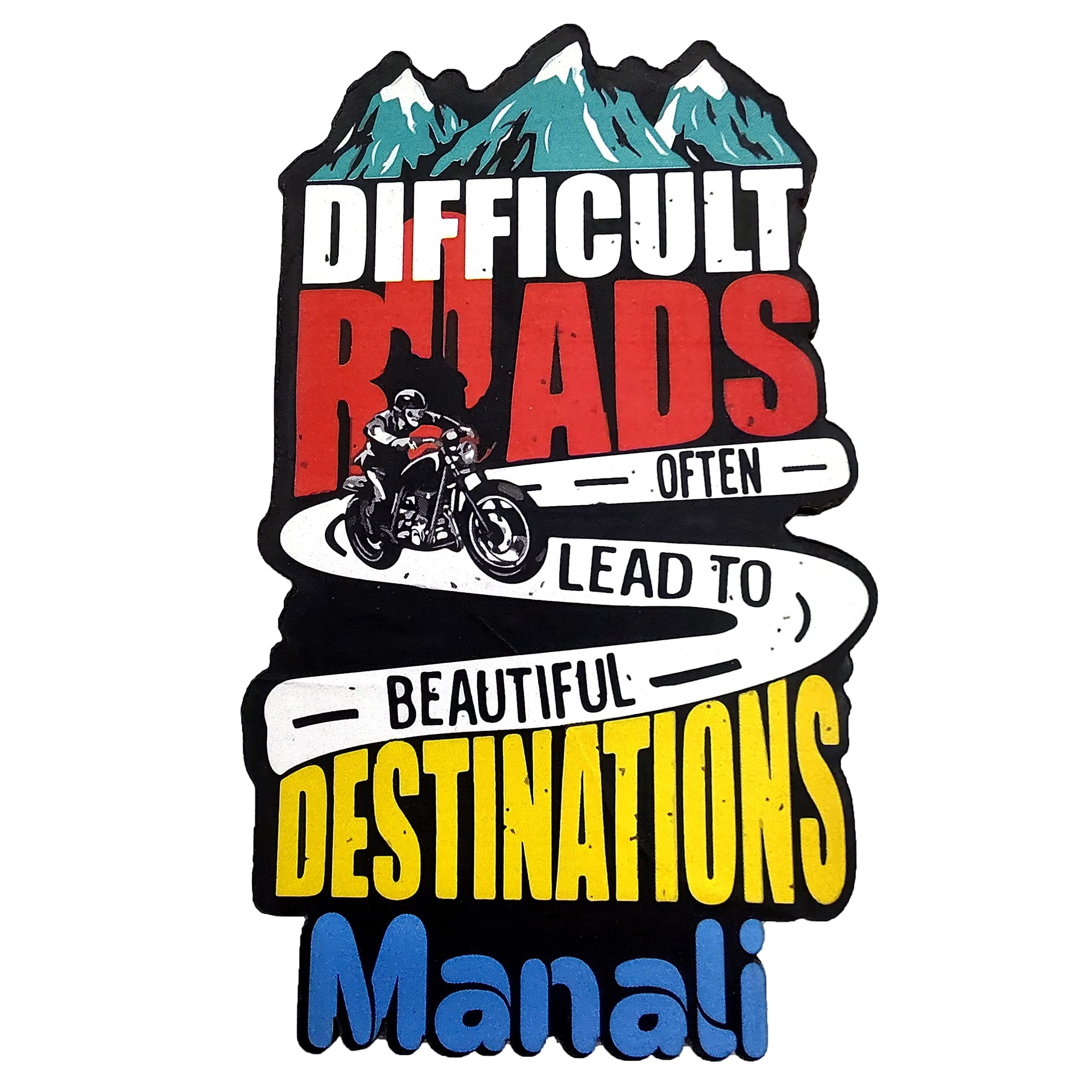 IndusSeller_Difficult Roads Destinations Manali Wooden Fridge Magnet Pack of 1