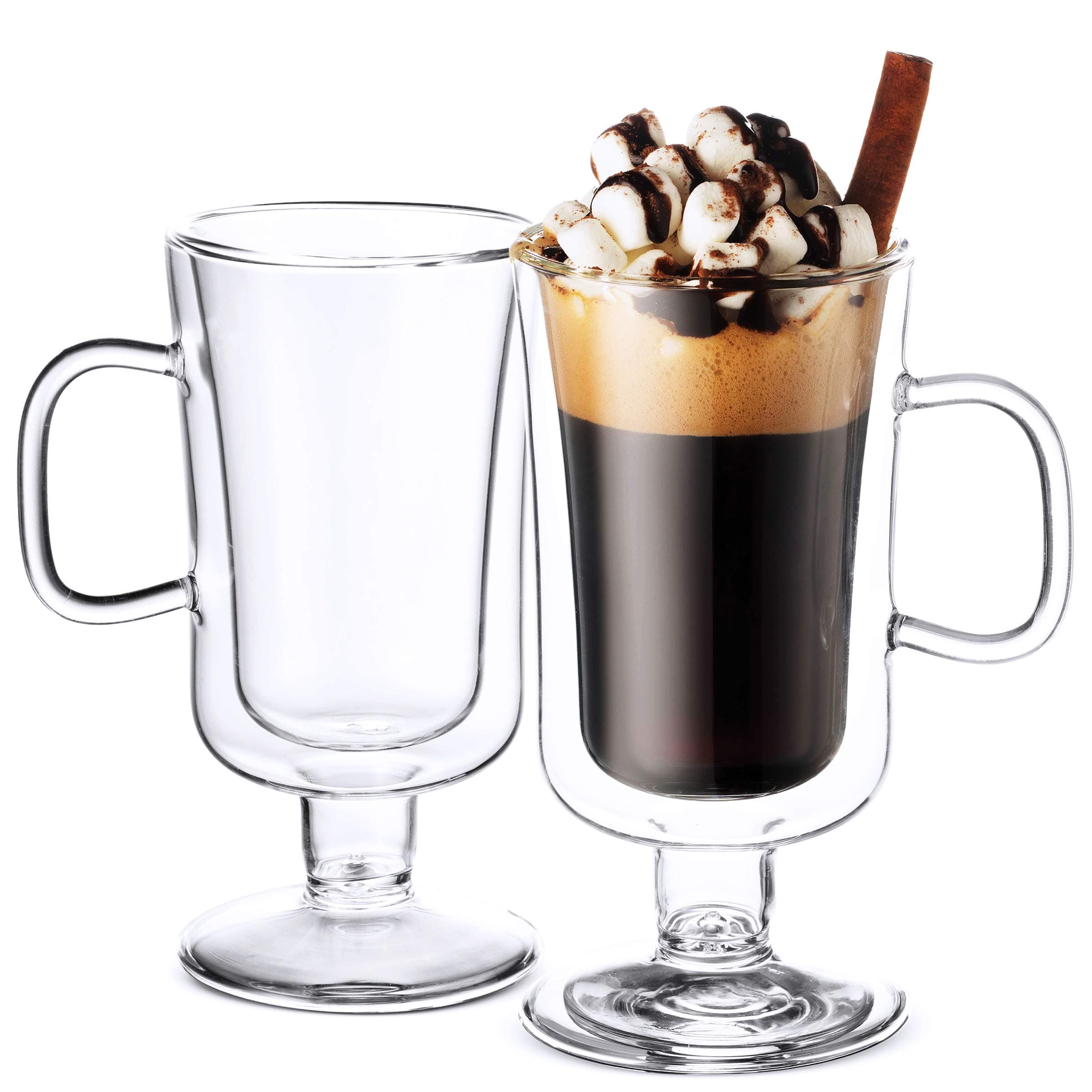 Luigi BormioliDouble Walled Irish Coffee Mugs - 8½ Oz (2 Pack) Insulated Tea Glasses, Drinking Glasses, for Latte, Espresso, Cappuccino, Desert Dish, Thermal Shock Resistant, for Hot - Cold Beverages