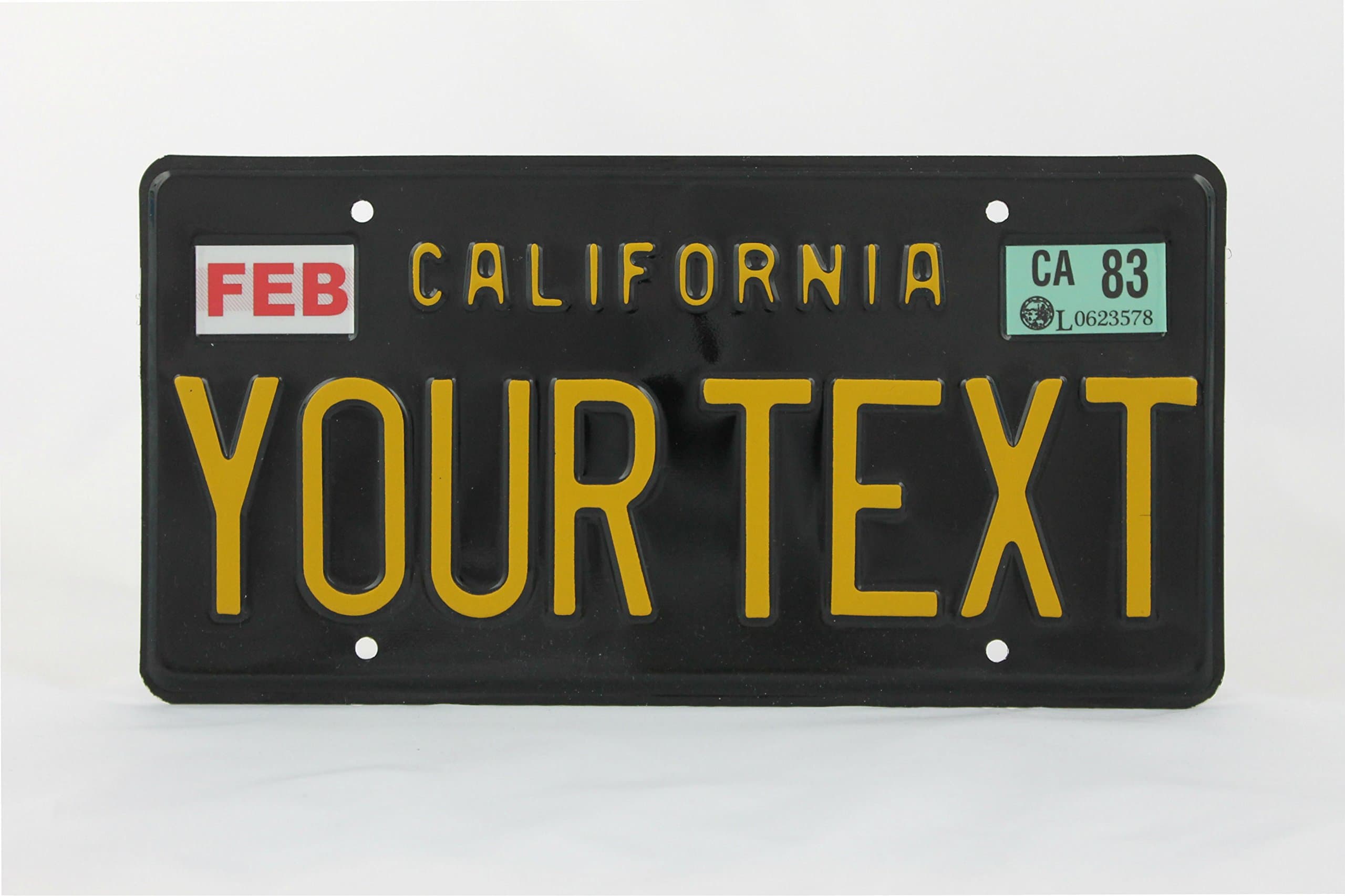California US USA License Plate Number Plate Embossed Custom Boxes for Dates Stickers Black (Boxes for Dates & Stickers)