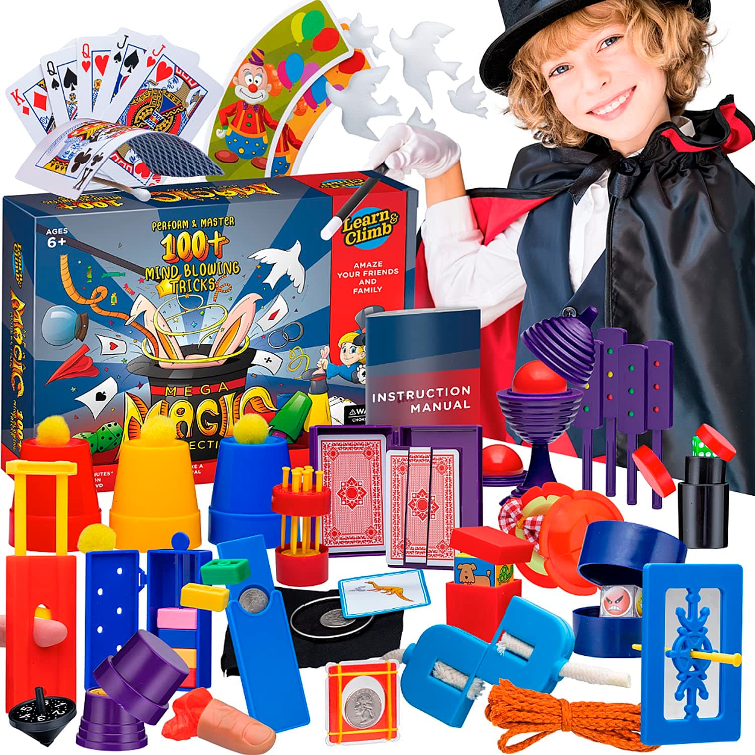 Mega Magic Kit for Kids - Perform 100's of Today's Most Exciting Tricks - Magic Set with Tutorial Videos for Kids Ages 6-8, 8-10, 10-12