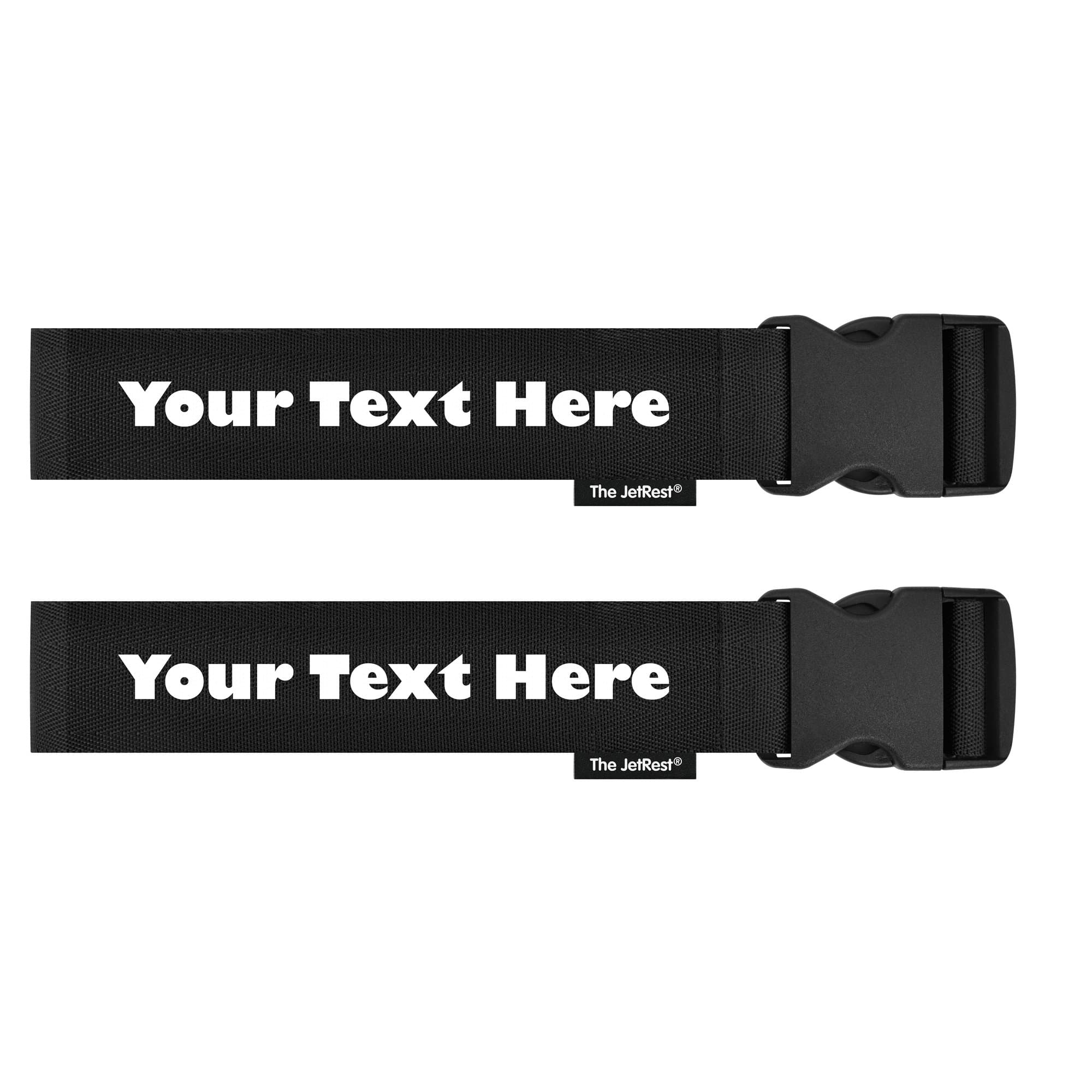 Personalised Luggage Suitcase Straps - UK Made (180cm x 5cm) (Pack of 2 - Black)
