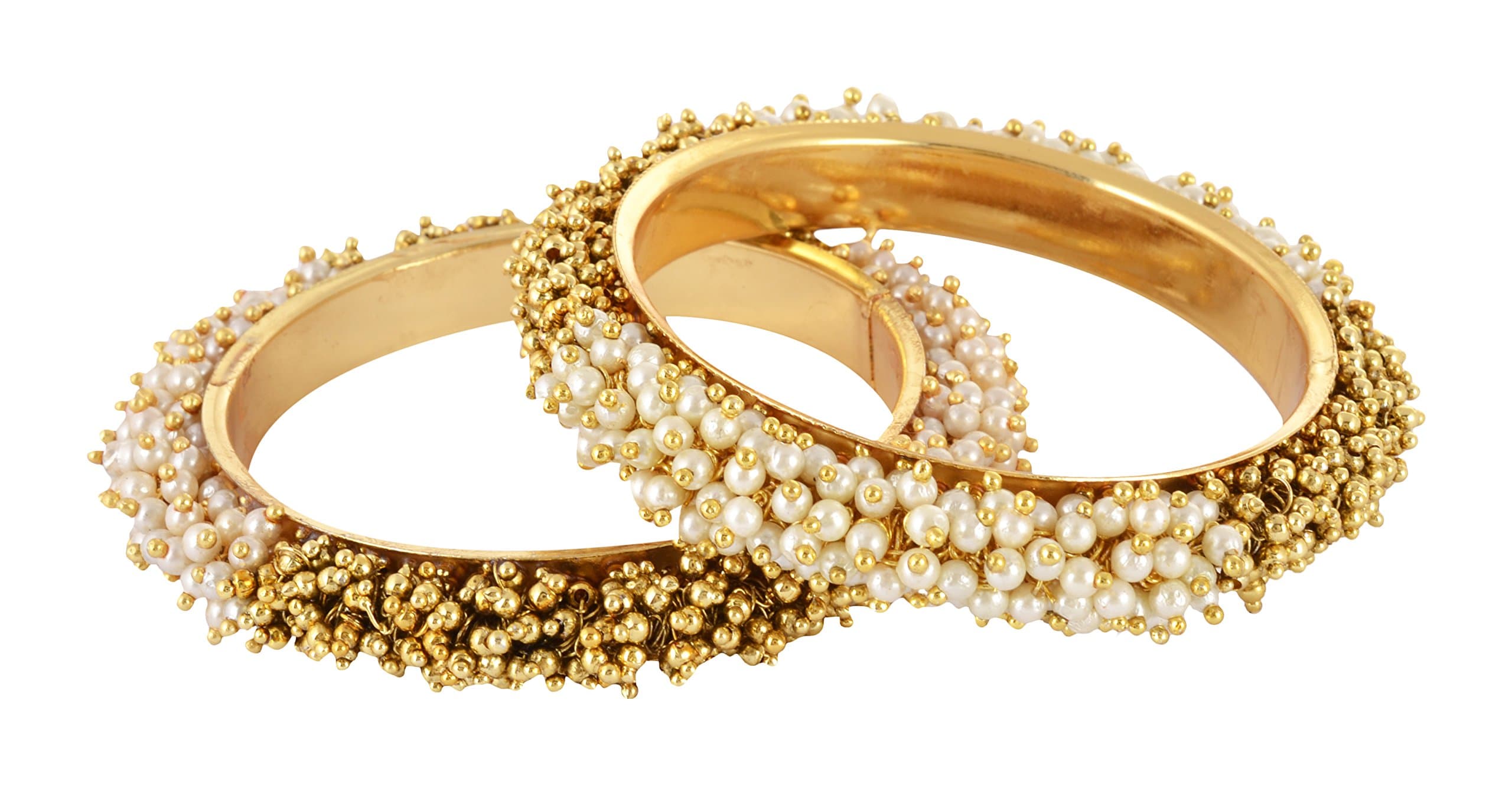 Royal Bling Gold Plated Traditional Jewellery Fancy Pearl Kada Bangles for Women & Girls
