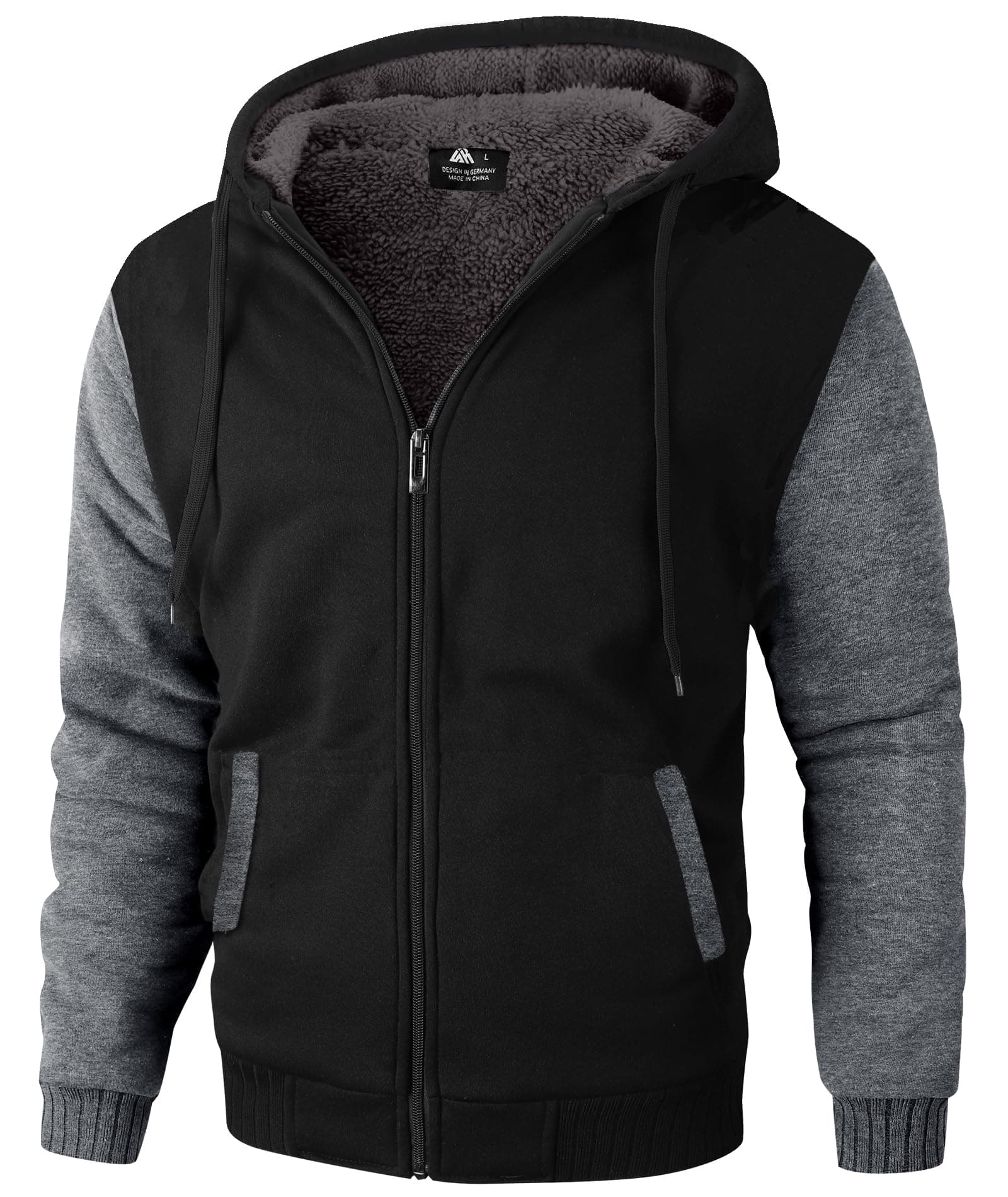 Men's Zip Up Hoodie Heavyweight Winter Sweatshirt Fleece Sherpa Lined Warm Jacket