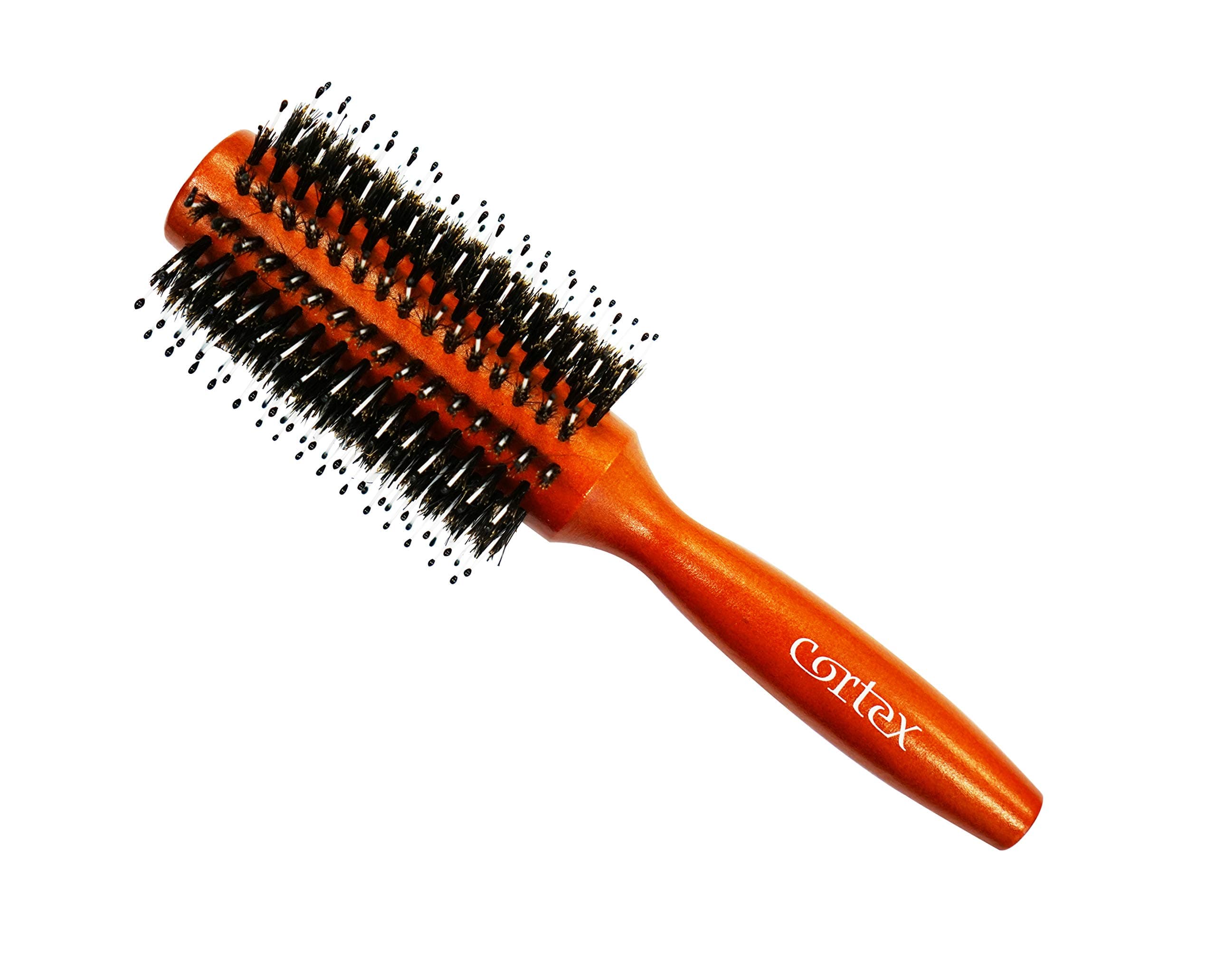 Boar Bristle and Nylon Round Hair Brush, For Women and Men, For All Hair Types, Soft Hair Brush - Red Wood 2.75"