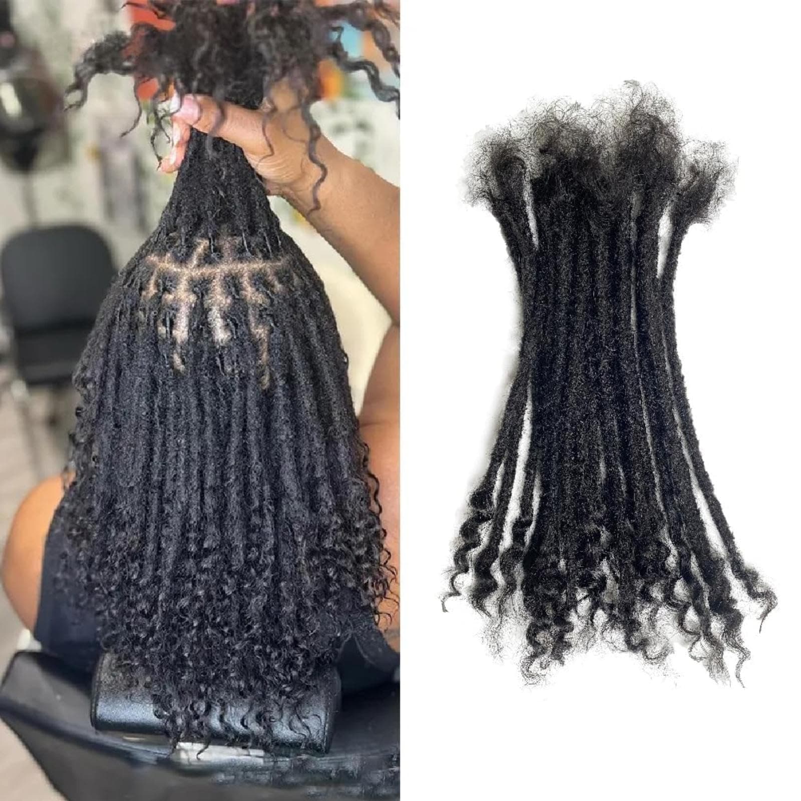 0.4cm Width Dreadlock Extensions 12 Inch 30 Strands 100% Permanent Loc Extensions Human Hair with Curly Ends Natural Black Curly Locs Human Hair Can Be Dyed Bleached Curled And Twisted