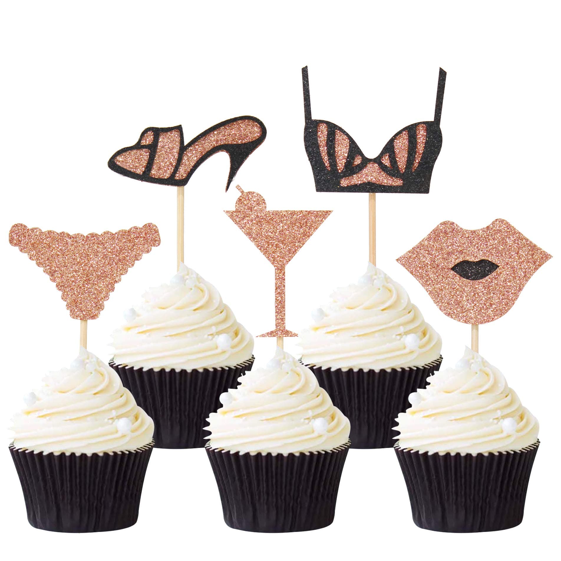 Keaziu 20PCS High Heels Bra Lingerie Cupcake Toppers Bachelorette Birthday Party Decor Supplies