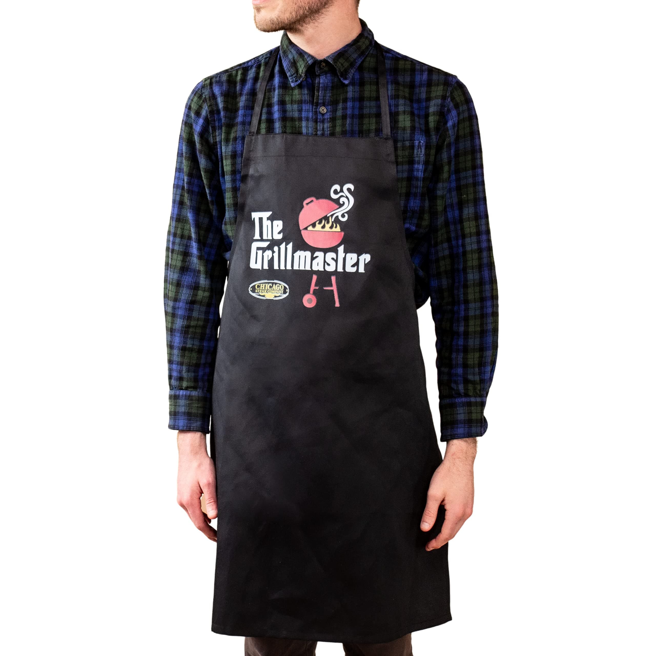 Grill Master Chef Apron: Chicago Steak Kitchen Accessories – High Quality Long Black Apron for Women and Men, Perfect for the Grilling Expert at Home, BBQ Cookout & Backyard Party