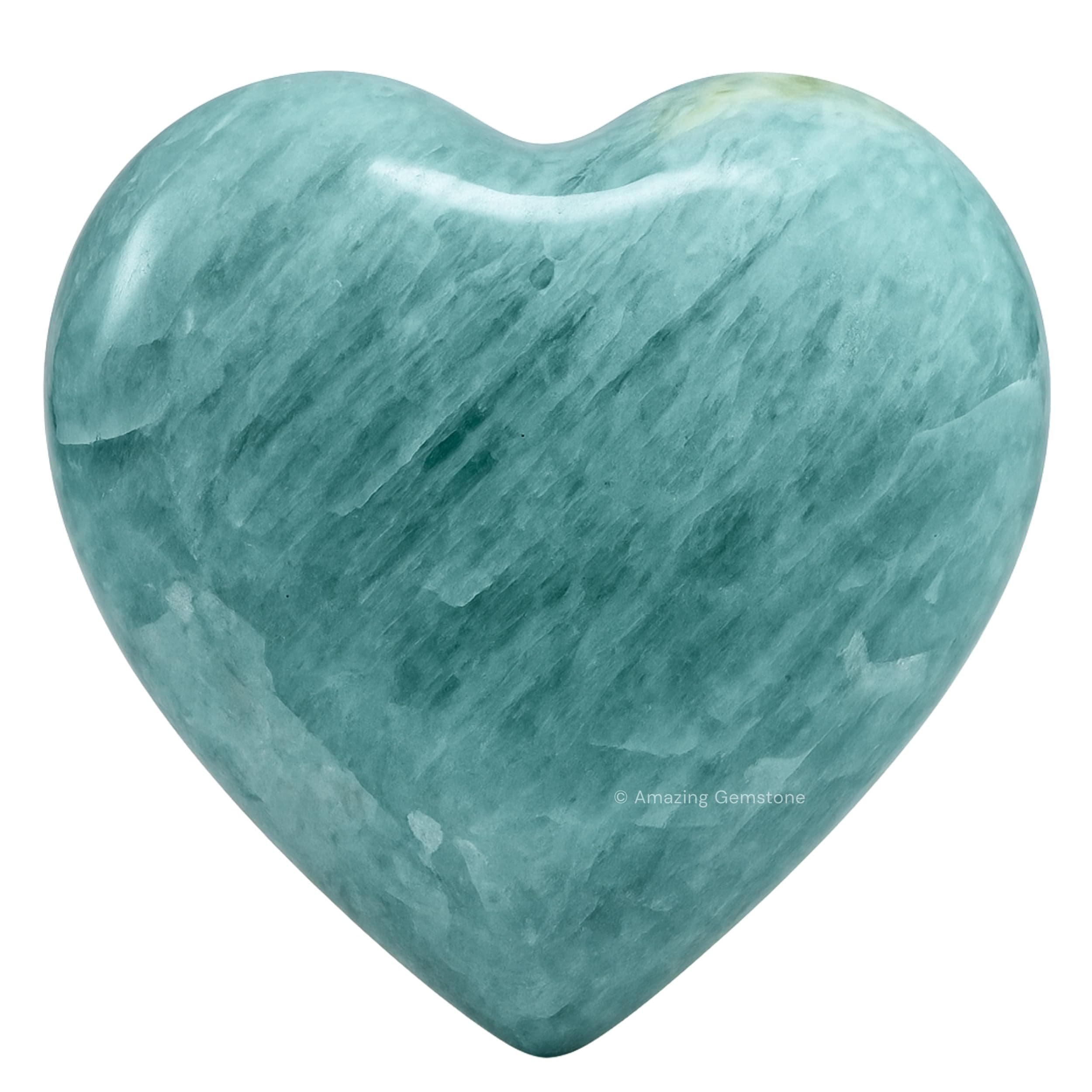 Aquamarine Crystal Heart Palm Stone - Pocket Massage Worry Stone for Natural Body Chakra Balancing, Reiki Healing and Crystal Grid