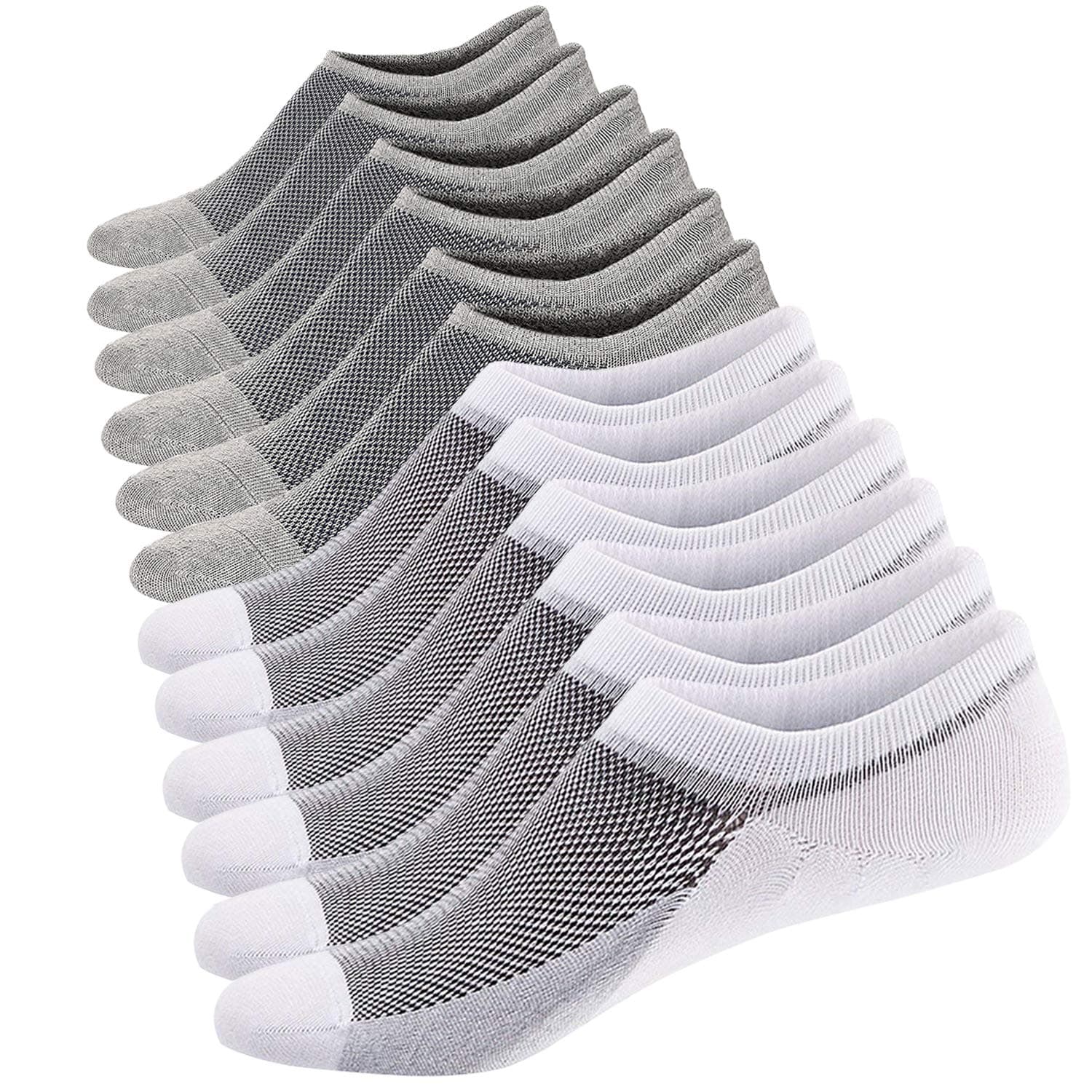 Men's No Show Socks Ultra Low Cut Casual Socks Invisible Boat Shoe Liners with Non-Slip Grip