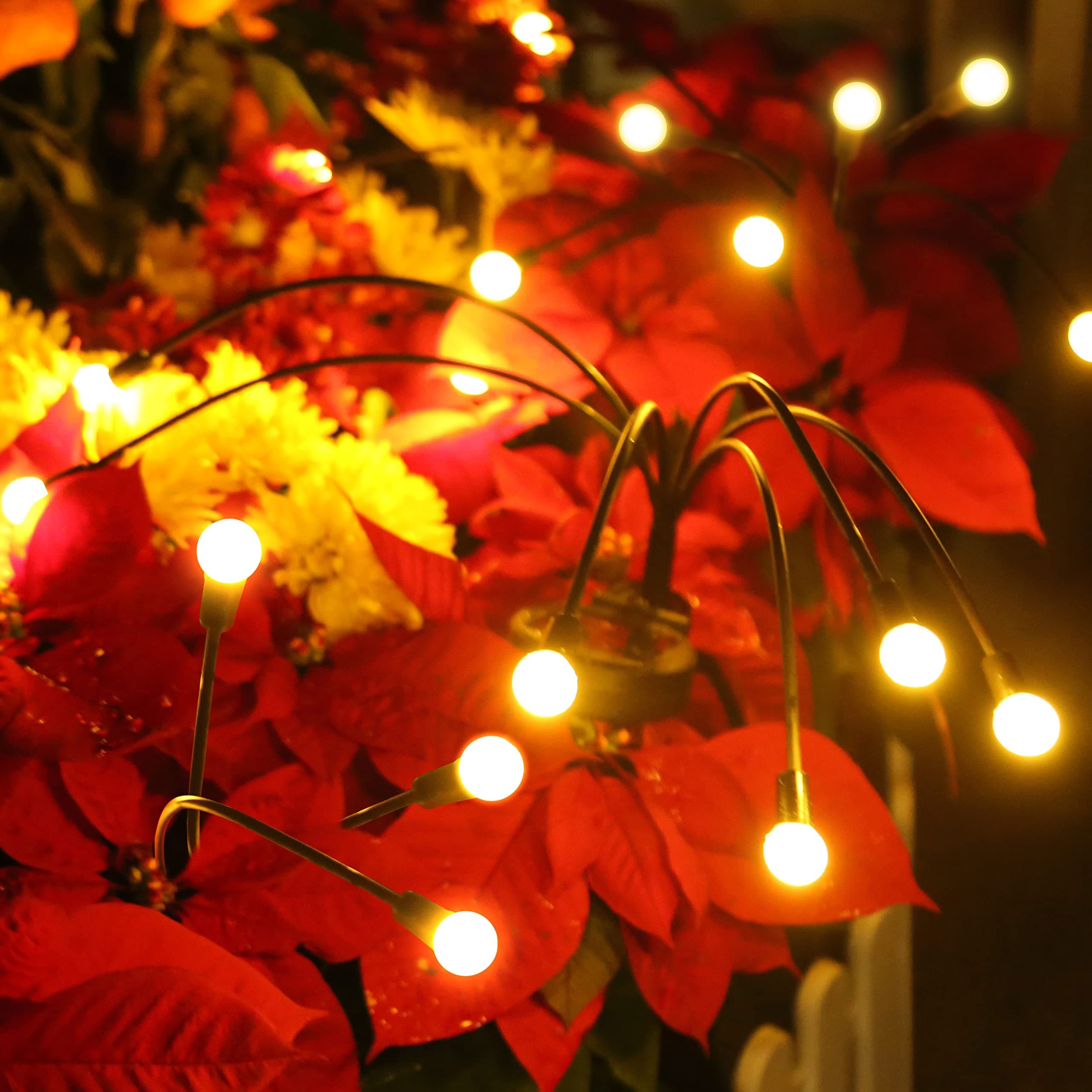 GreenClickChristmas Solar Garden Lights, Solar Firefly Lights IP65 Waterproof Solar Swaying Lights with Flexibility Iron Wire, sway by Wind Landscape Lights for Patio Pathway Decoration