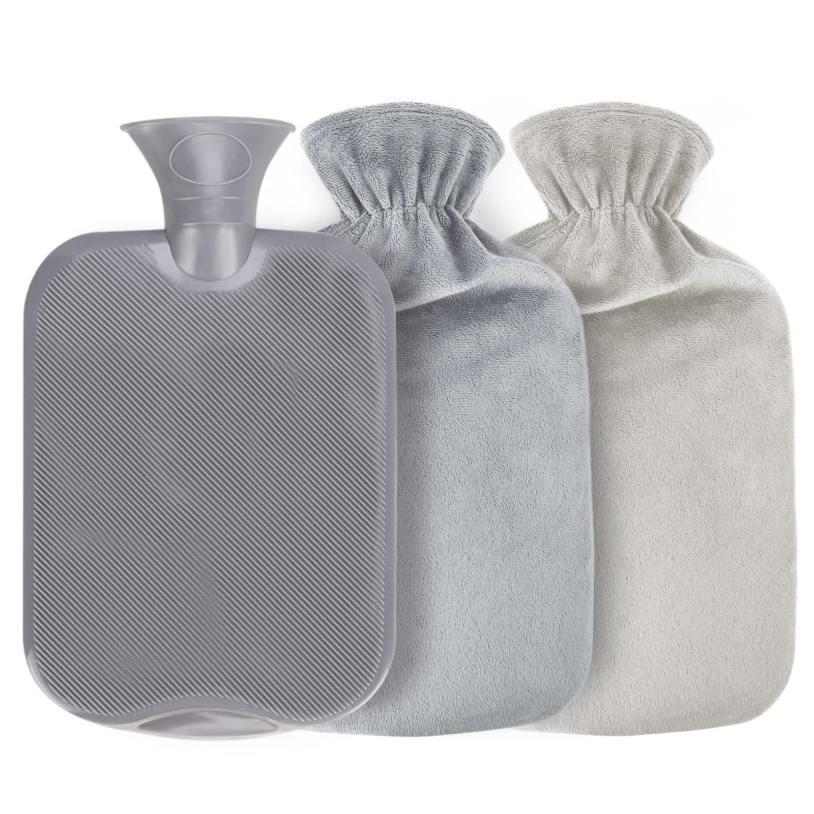 Gifort Hot Water Bottle with Cover, Premium Soft Plush Cover Removeable & Washable, Large 2L Capacity, Durable Hot Water Bag (1 Pack Hot Water Bottle & 2 Cover)