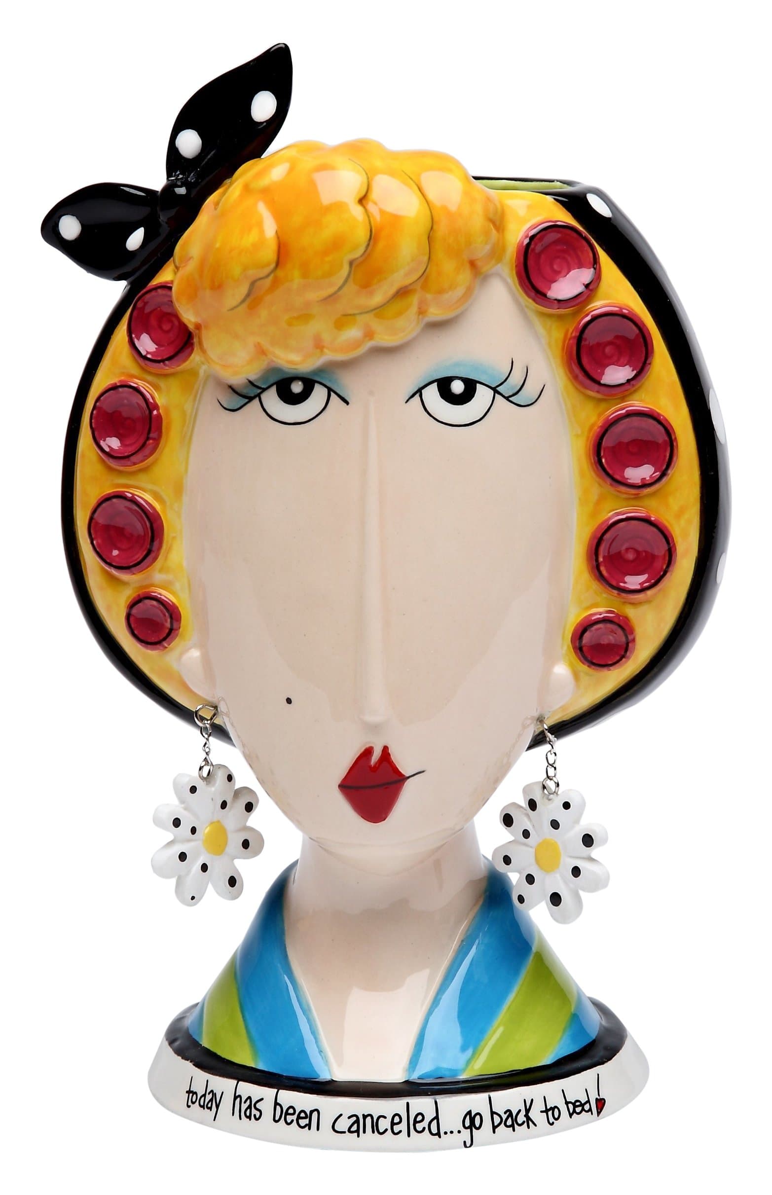 StealStreet SS-CG-62651 6.5" Go Back to Bed Blonde Lady with Earrings Make Up Holder Vase