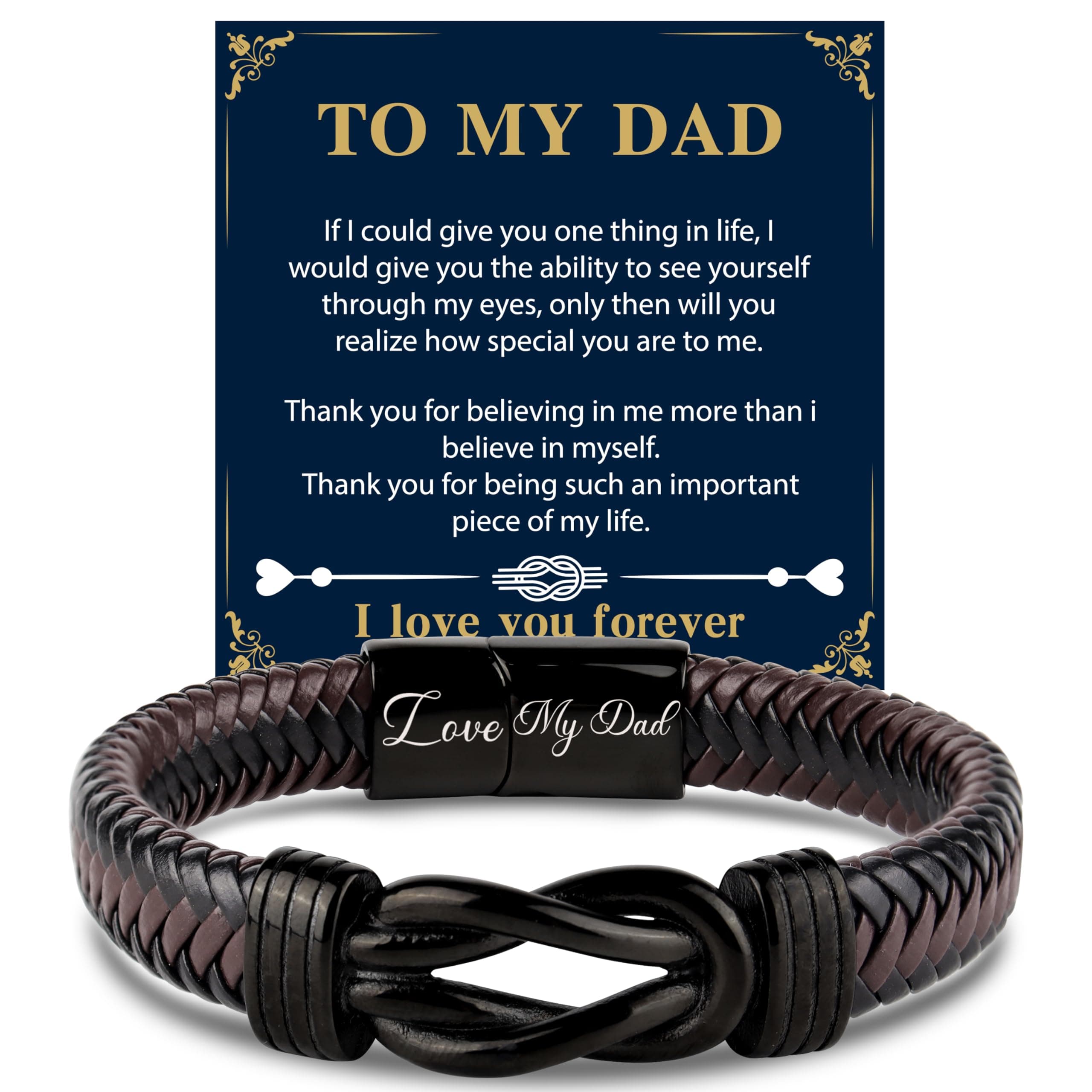 Gifts for Dad Grandad Mens Leather Bracelet Fathers Day Birthday Christmas Gifts