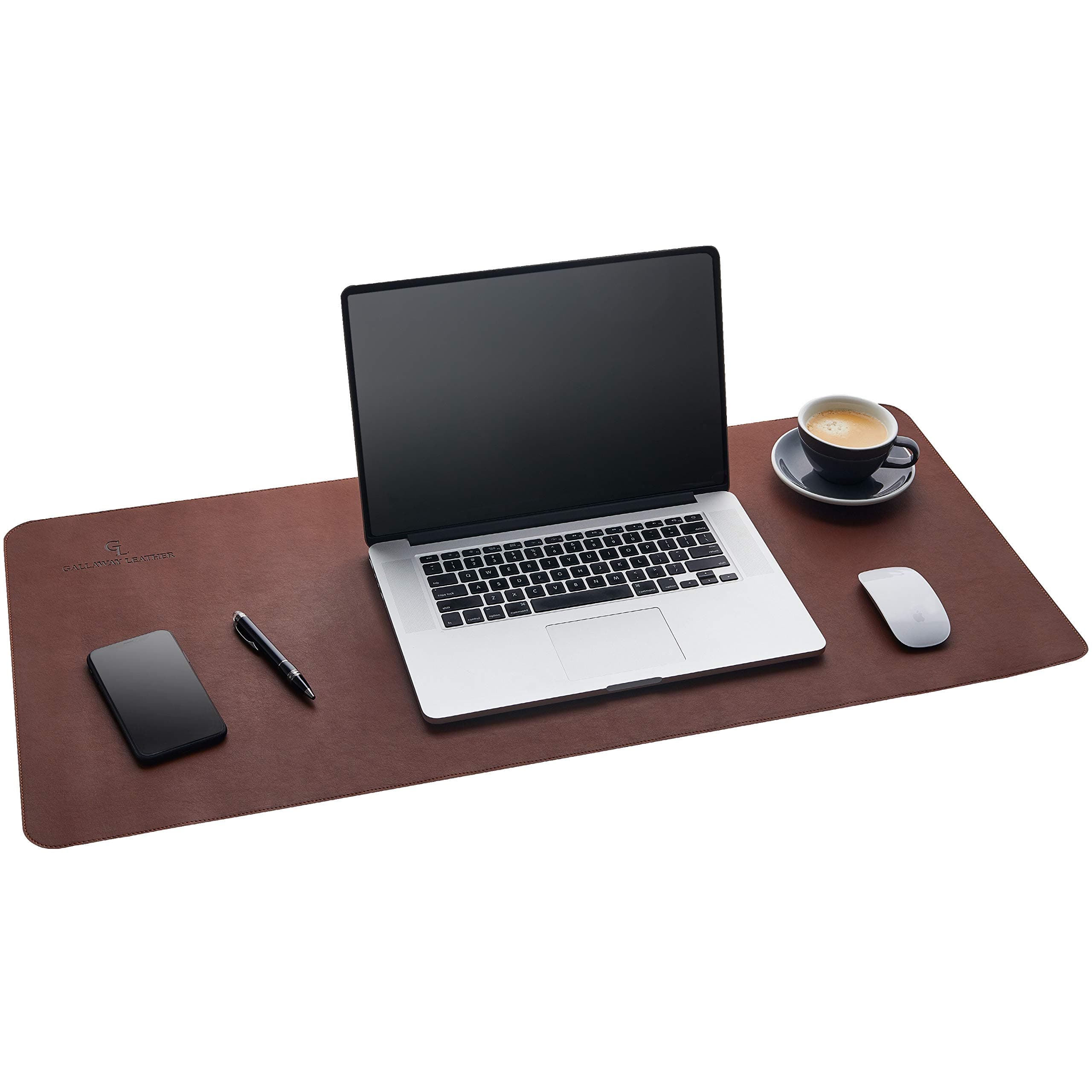 Gallaway Leather Mat Office Desk Pad Large 36" x 17" Dark Brown Desk Mat Gift Elegant Computer Cover Desk Pad Protector PU Leather