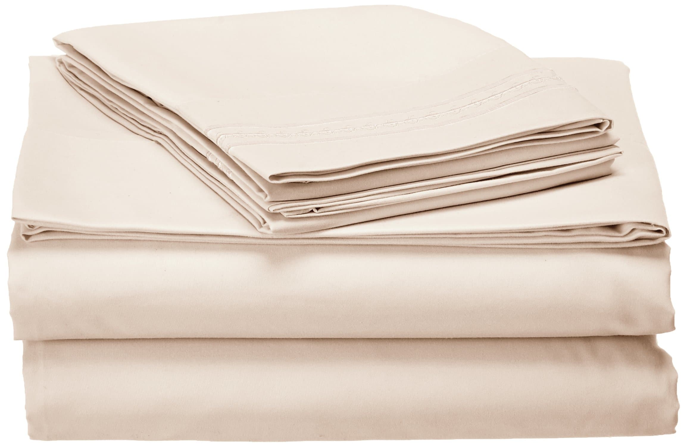 Jessica Sanders Premier 1800 Series 4pc Bed Sheet Set - Queen, Beige Cream, - Jessica Sanders Embroidery