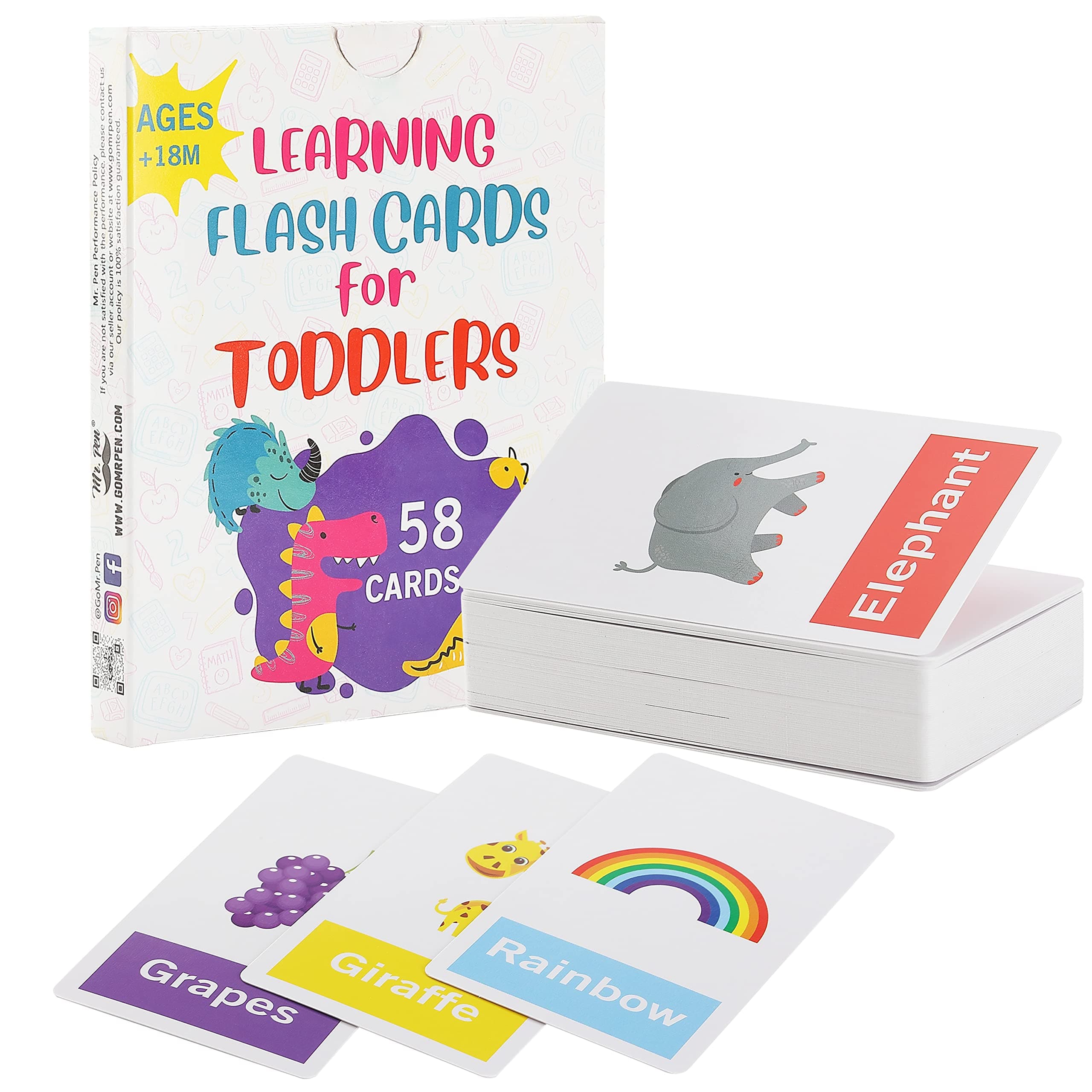 Mr. Pen Alphabet Flash Cards for Toddlers - Double-Sided, 58 Picture Cards, ABC & Number Flash Cards