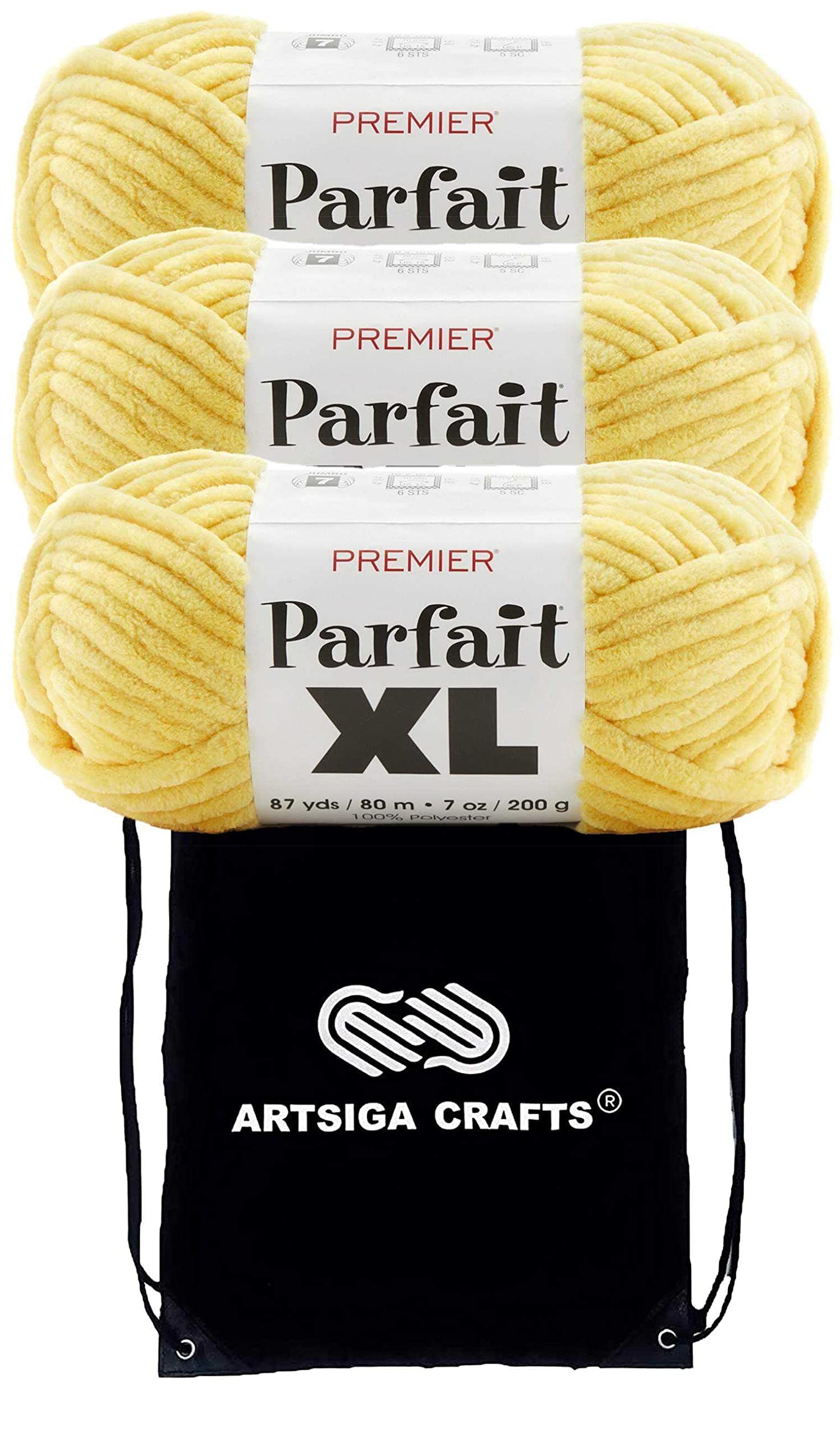 Premier Yarns Parfait XL Sunshine 2050-22 (3-Skeins - Same Dye Lot) Jumbo #7 Polyester Yarn for Crocheting and Knitting - Bundle with 1 Artsiga Crafts Project Bag