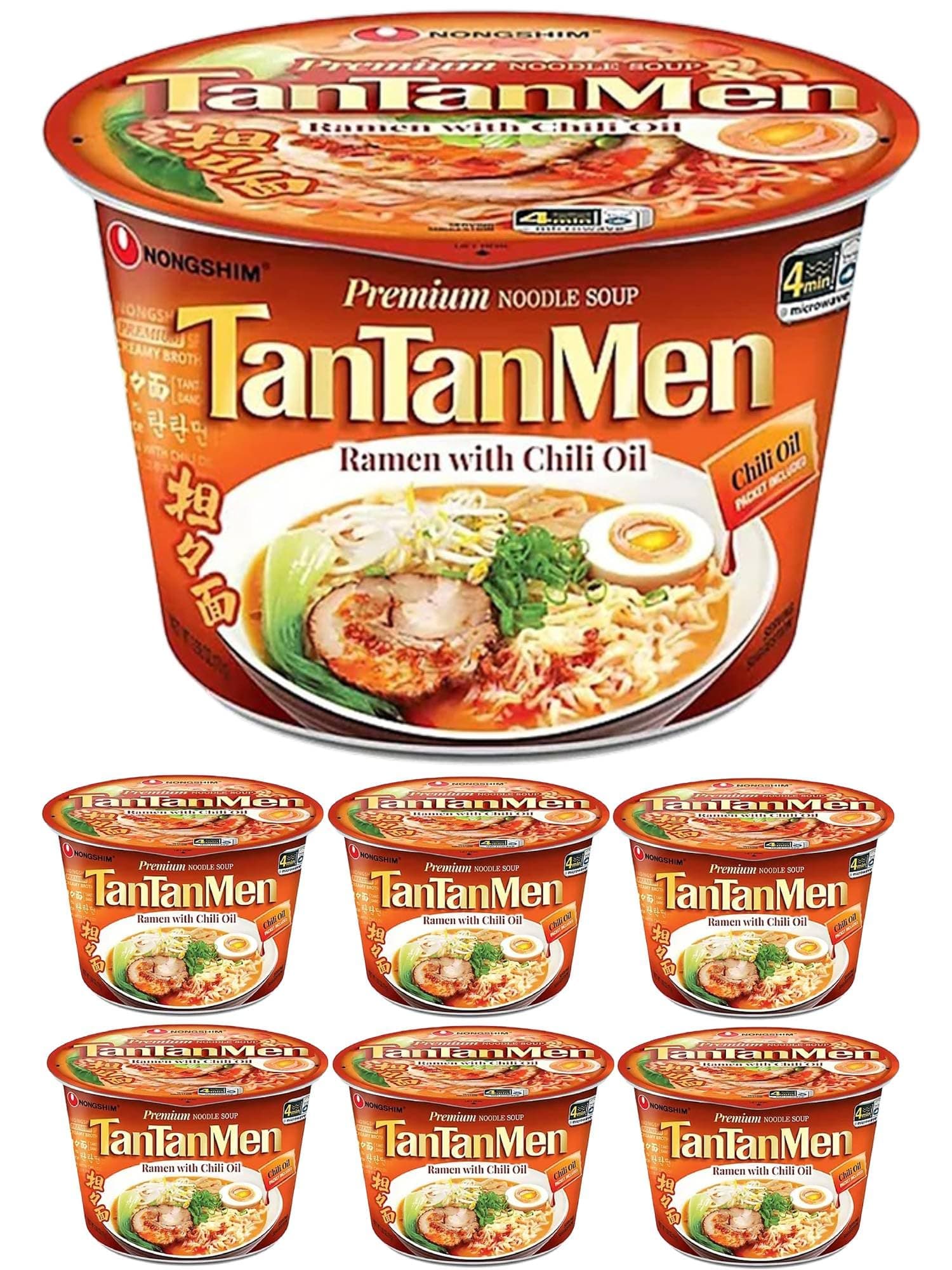 Tantanmen Ramen with Chili Oil Premium Noodle Soup 3.56 oz Big Bowl, 6 Counts By TAOindustry