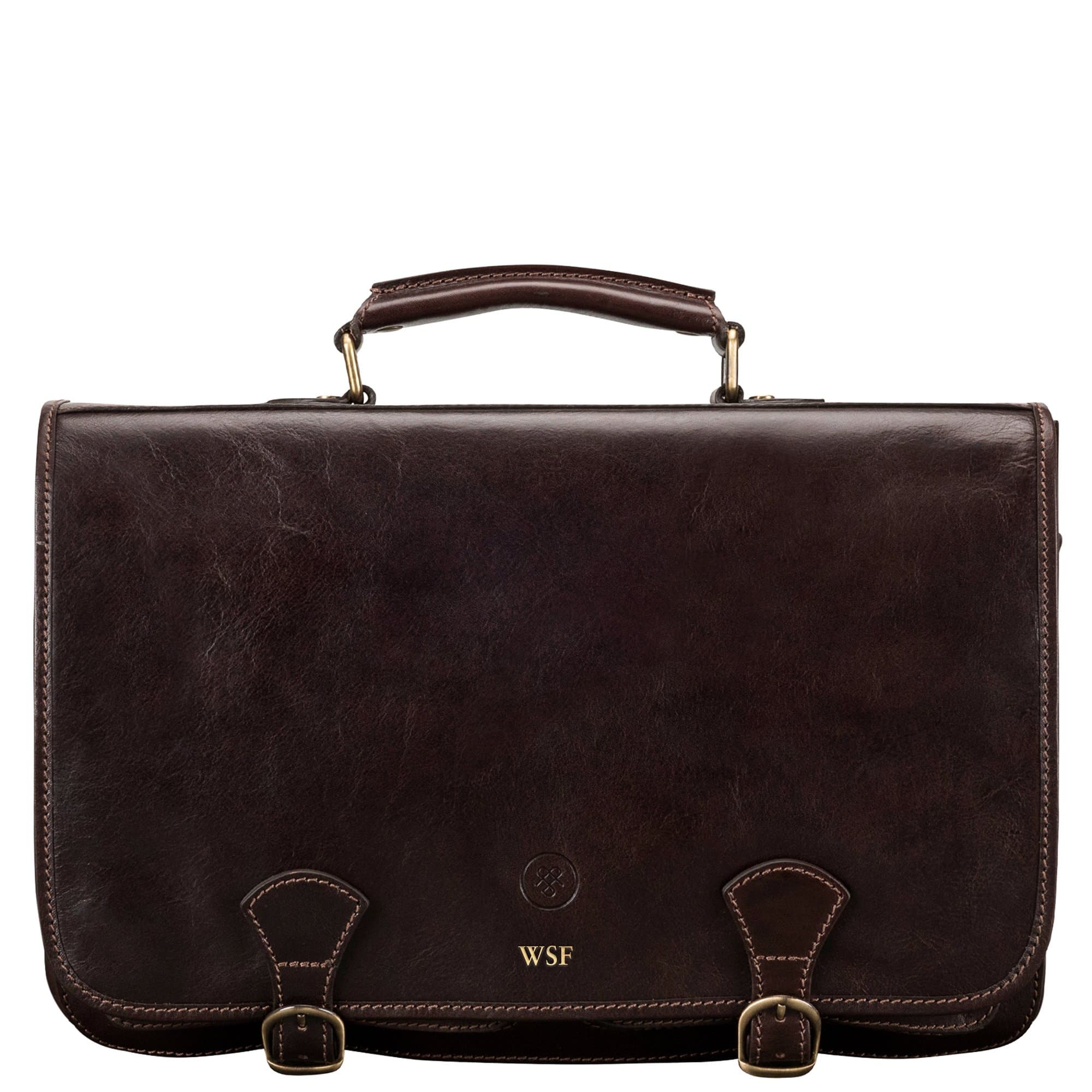 Maxwell Scott Personalized Men's Brown Leather Business Satchel - Jesolo2 Brown