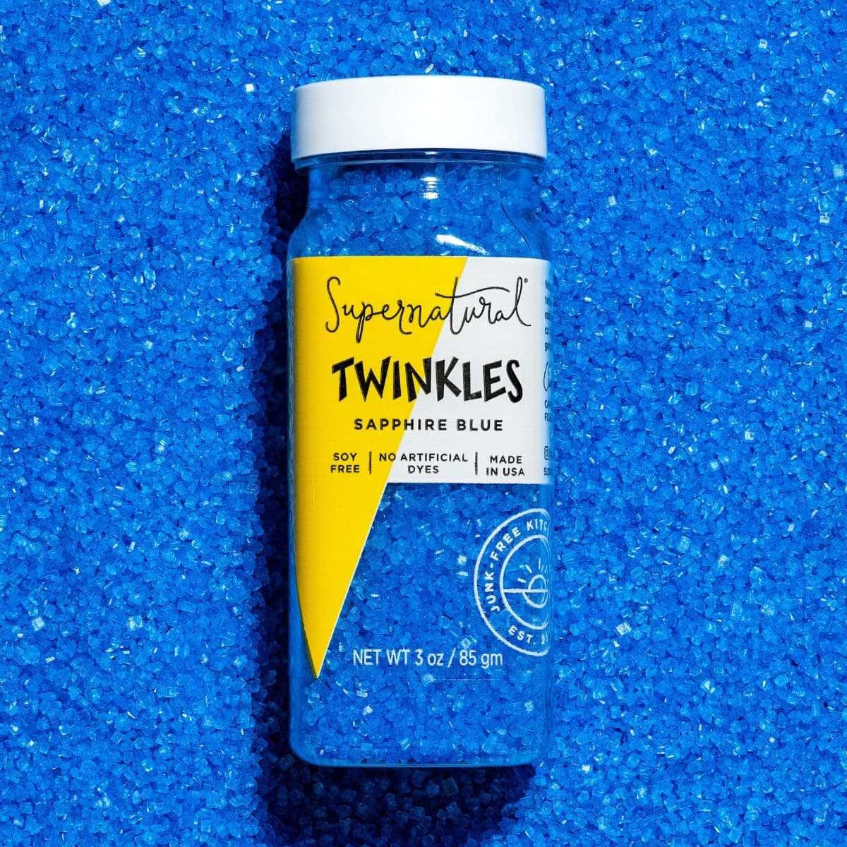Supernatural Twinkles Sprinkles, Sapphire Blue Sanding Sugar, Dye-Free, Vegan, 3oz, Made in USA
