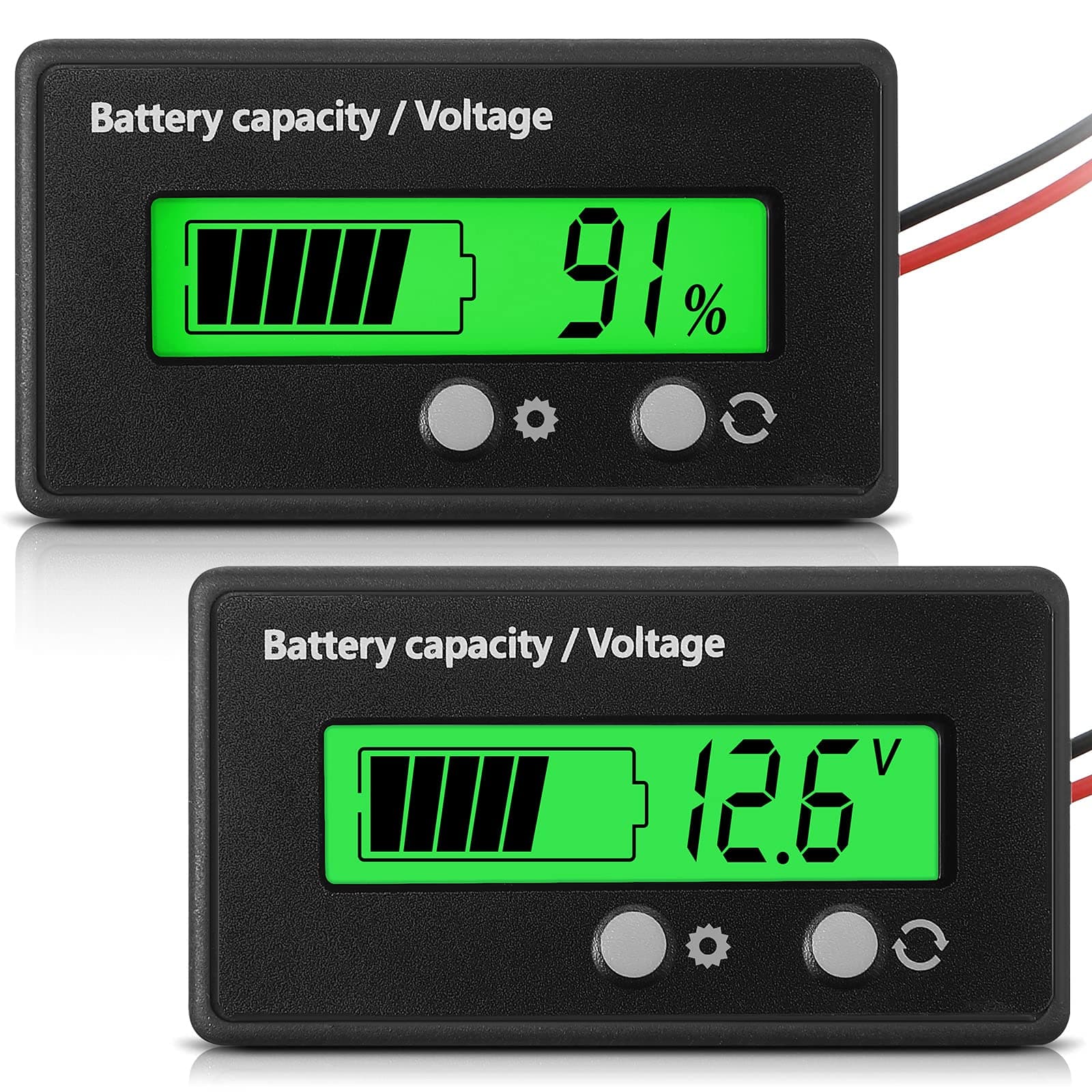 DC 12V 24V 36V 48V 60V 72V 84V Golf Cart Battery Meter with Alarm, Front Setting and Switch Key Battery Capacity Voltage Indicator Gauge Acid and Lithium ion Indicator