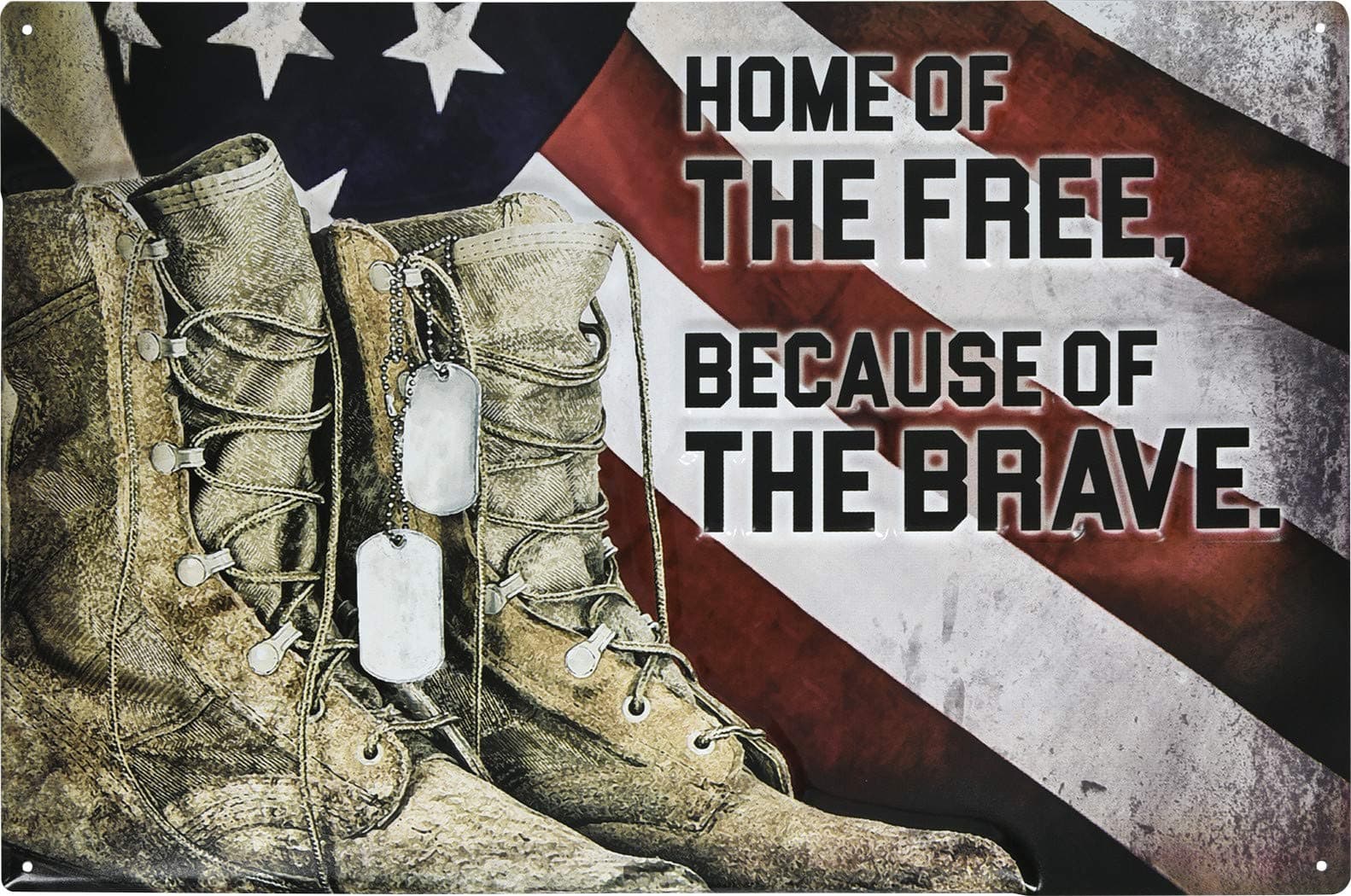 Hillman 844672 Home of the Free Because of the Brave Sign, Aluminum