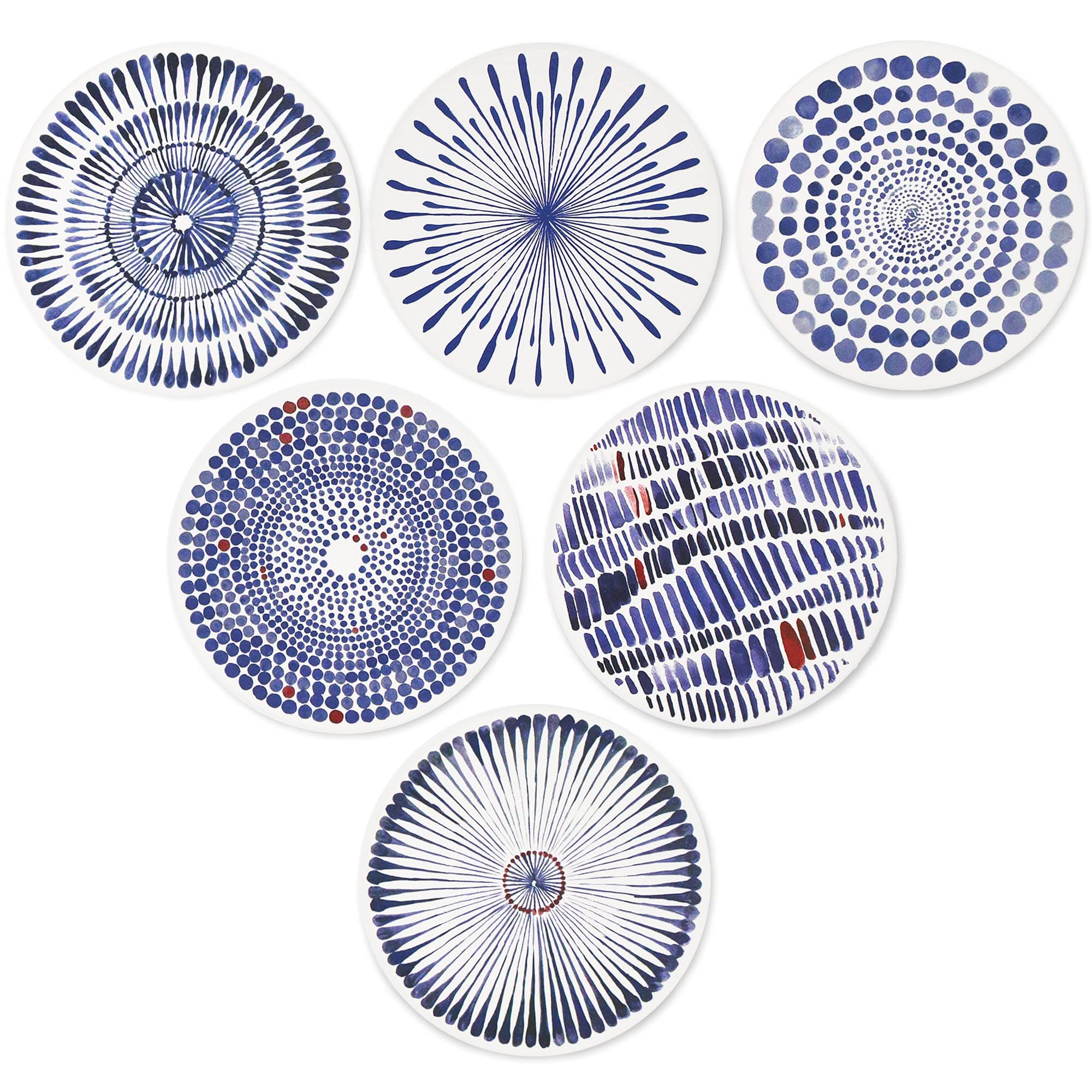 AD Set of 6 Coasters for Drinks Absorbing Round Ceramic Stone Coaster with Cork Base,Tabletop Protection Mat for Mugs and Cups,Office,Kitchen (Bloom Abstract)