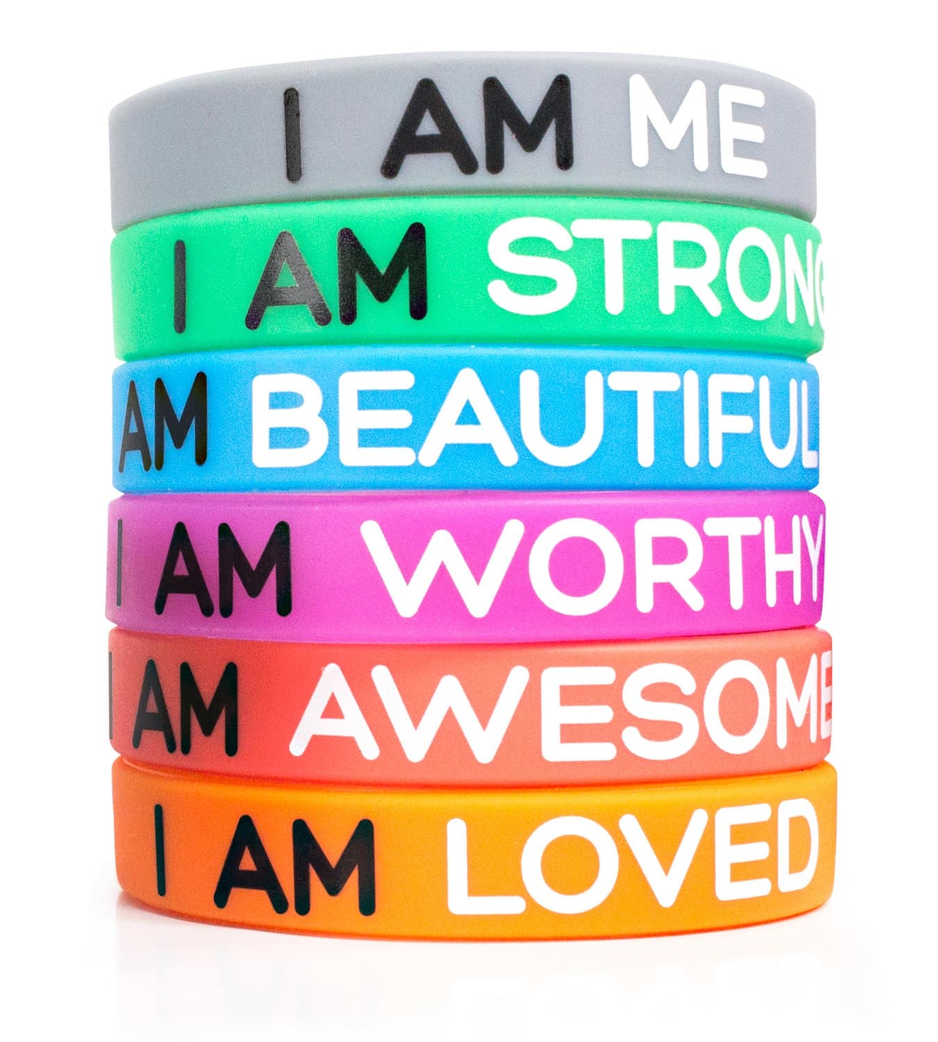 Solza Silicone Wristbands Rubber Band Bracelets - Fun Motivational Wristbands for Kids and Adults