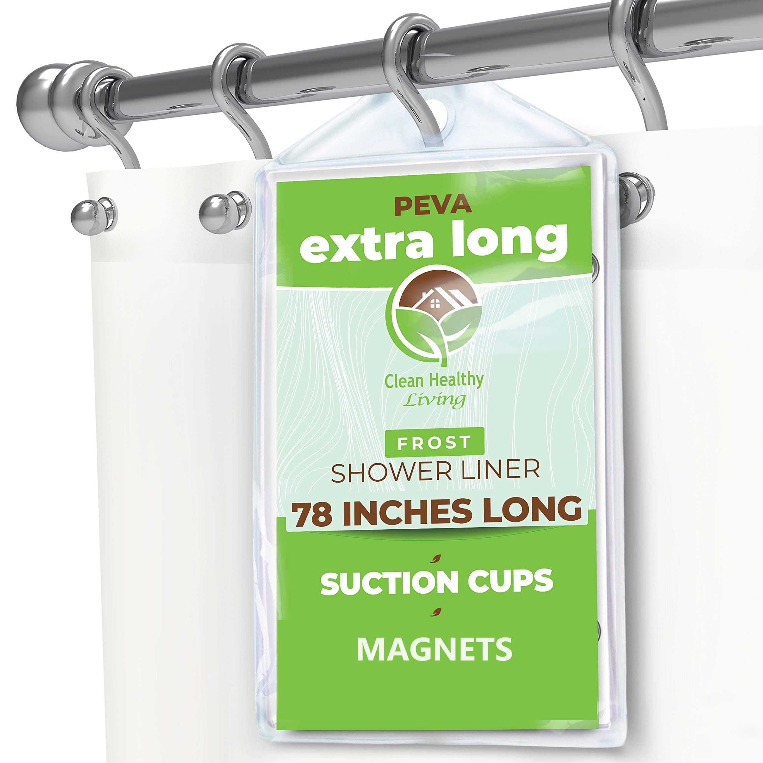 XL Heavy Duty PEVA Frost Shower Curtain Liner with Suction Cups - 70 X 78 in. Long