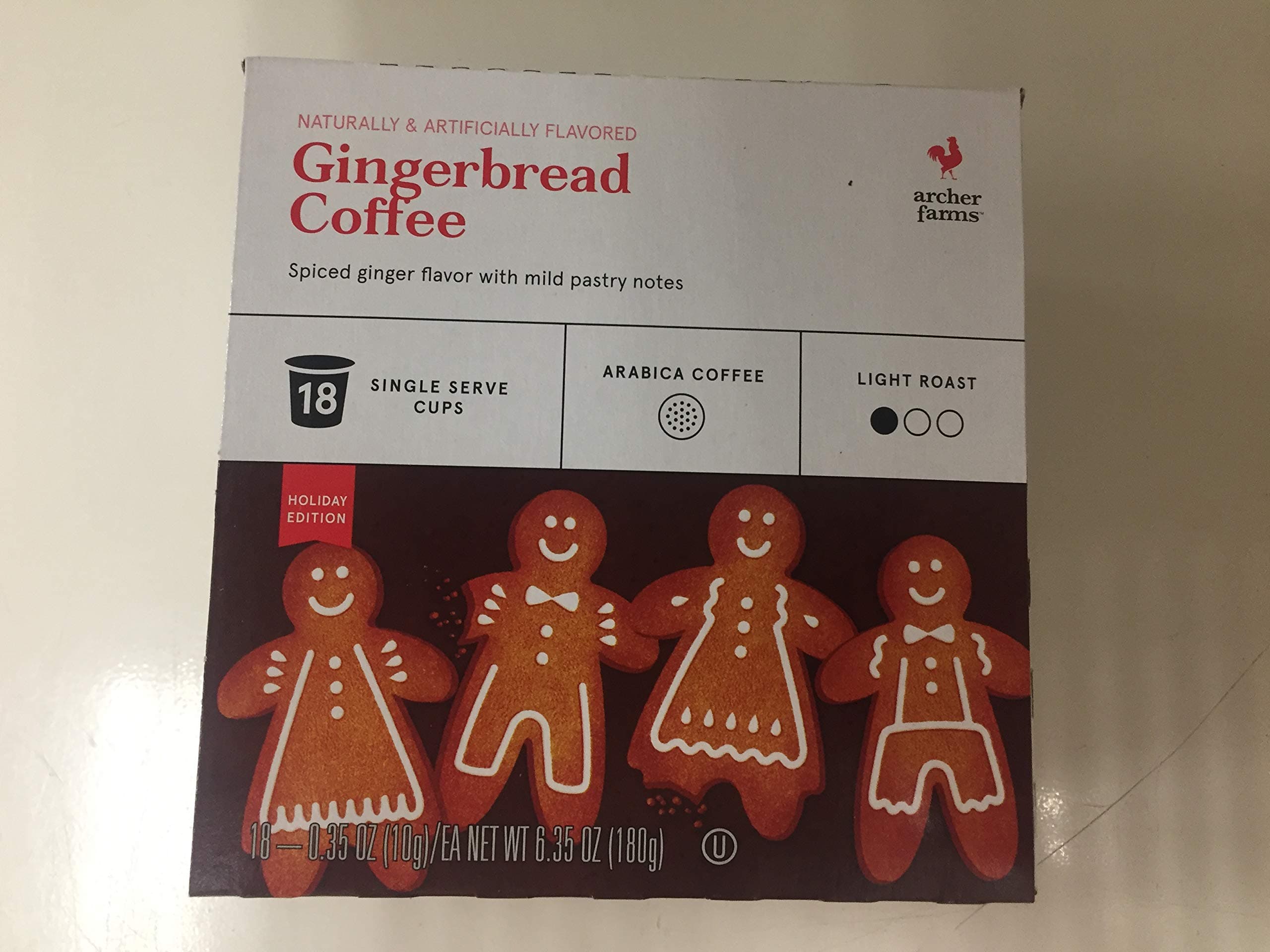 Archer Farms Gingerbread Coffee Light Roast Holiday Edition 18 Cups 6.35 OZ (One Pack)