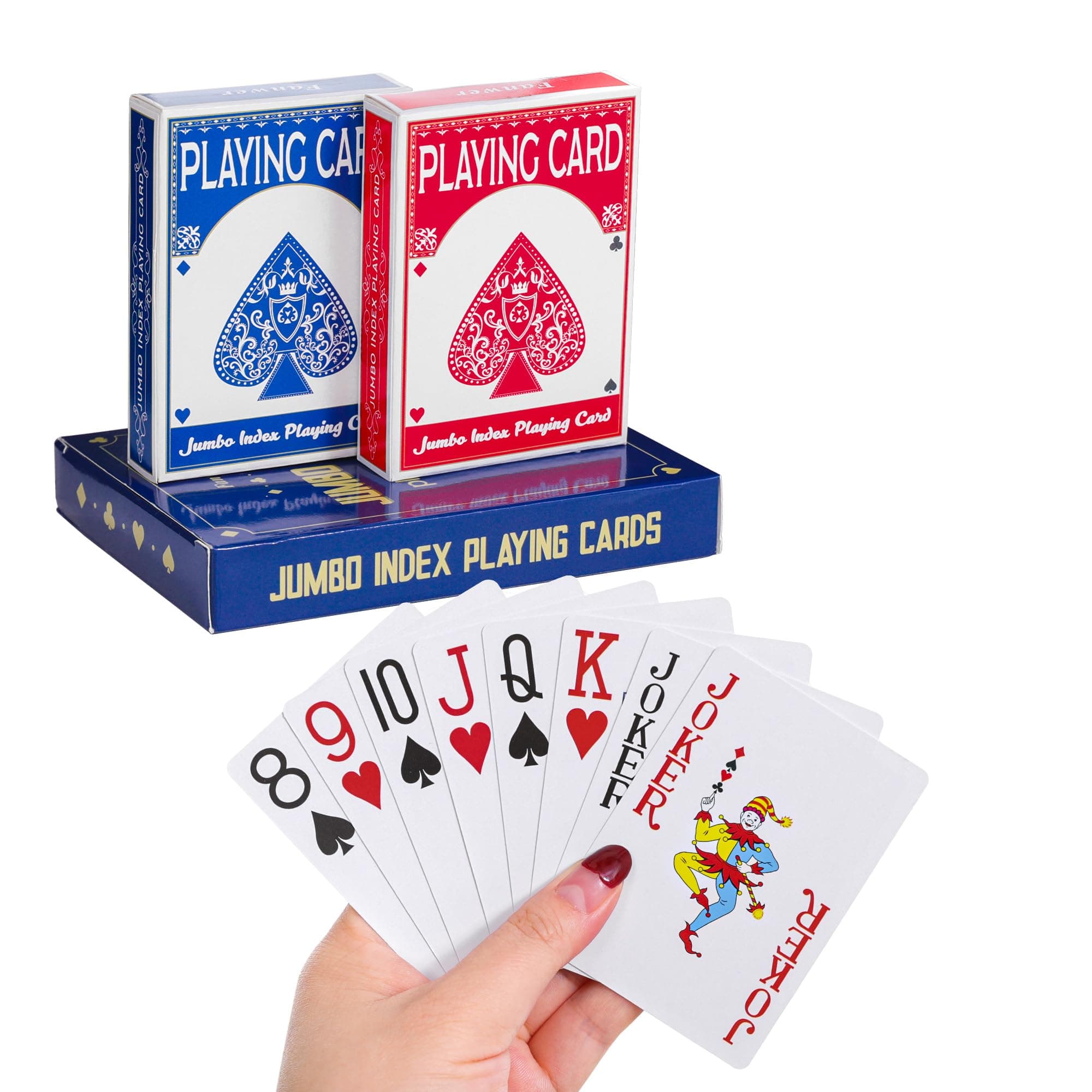 Playing Cards Large Print for Adults - 2 Pack, Large Print Playing Cards for Seniors, Vision Impaired, Low Vision Crowd, for Blackjack, Euchre, Canasta Card Game