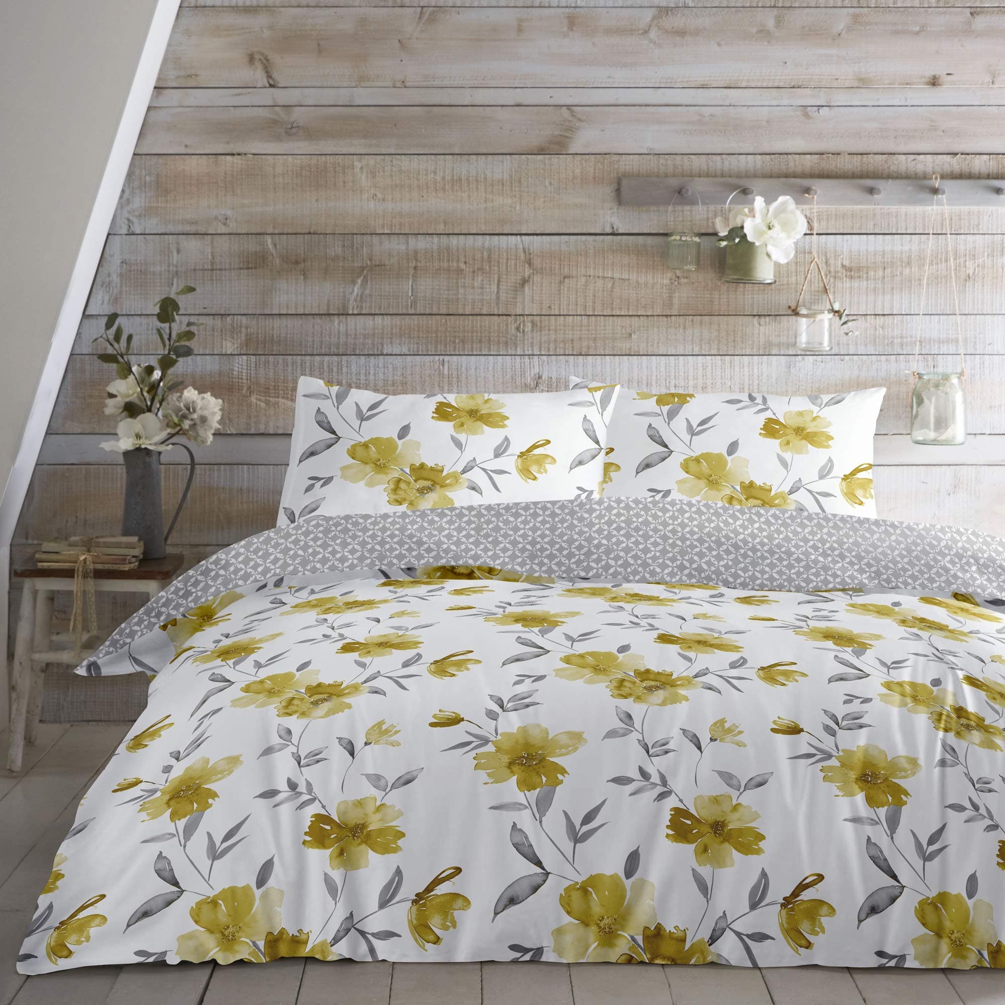 Dreams 'n' Drapes Two, 52% Polyester / 48% Cotton, Ochre, King, W230cm x L220cm (Duvet Cover), W50cm x L75cm (Pillow Case)