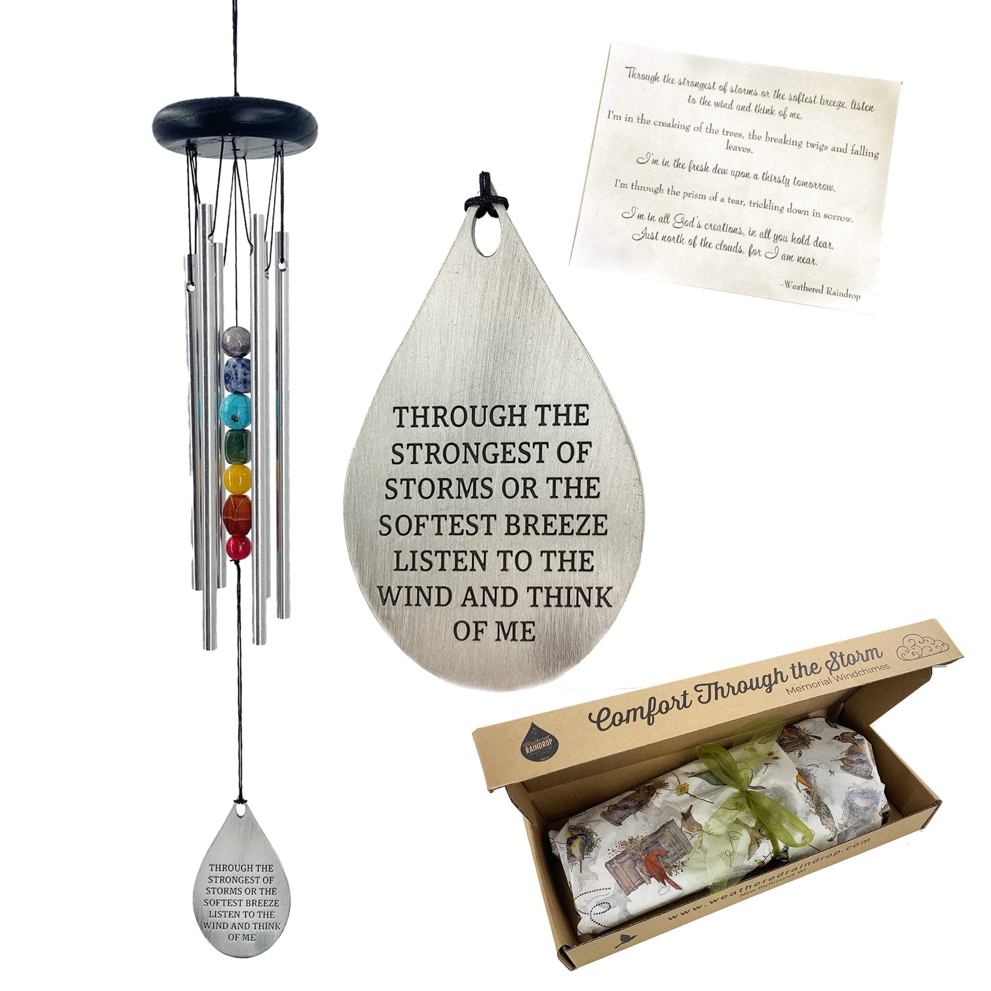 Memorial Wind Chimes Gift after Loss Sympathy Listen to the Wind Gift Box Gifts Sorry for Your Loss in Memory of a Father Mother Adult or Child