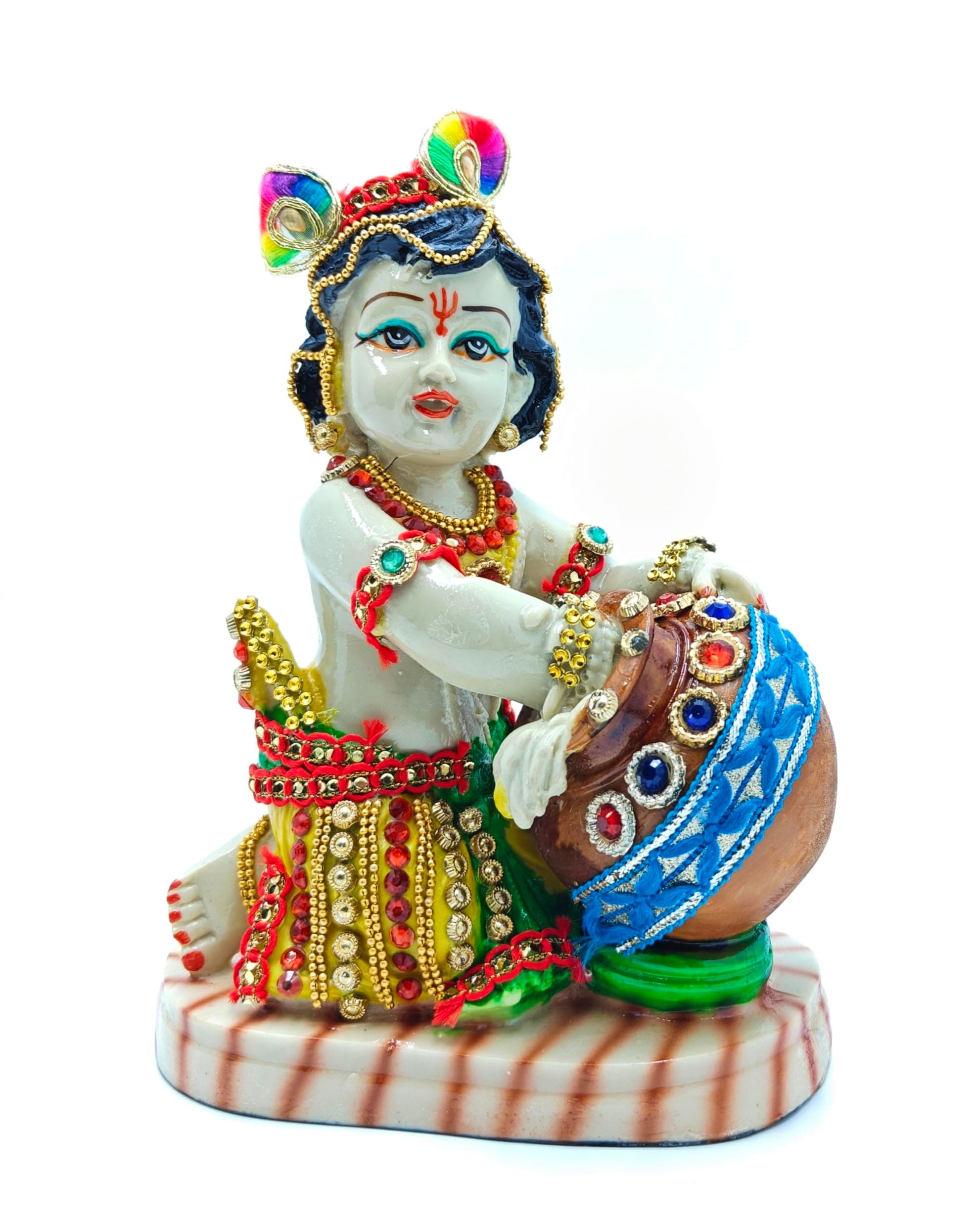 sn handicrafts and Carved Baby Krishna Resin Sculpture Idol, 44 cm (Earthenware, Multicolor)
