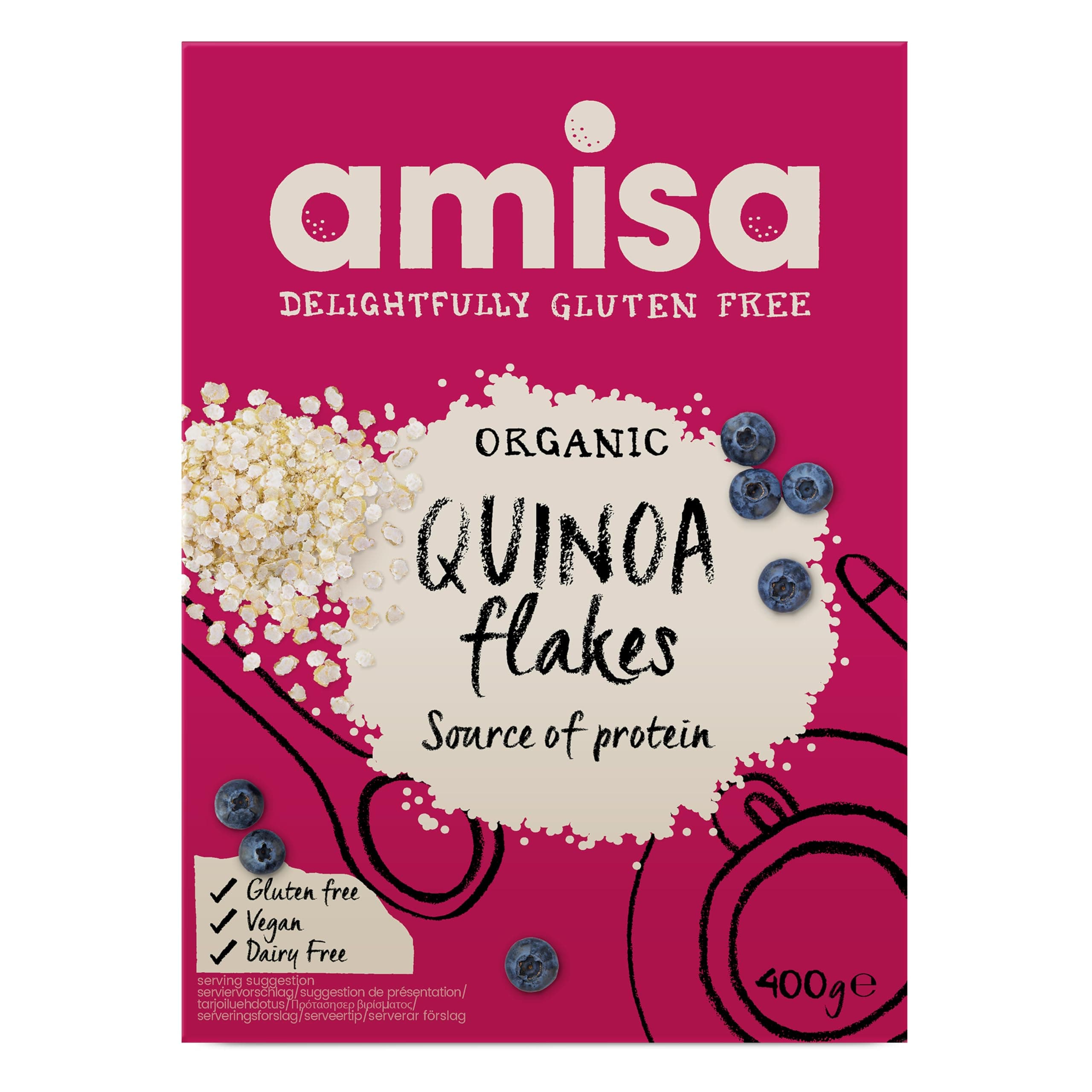 Organic Gluten-Free Quinoa Flakes, 400g - Certified Gluten Free & Suitable for Vegans - Source of Protein - Ideal for Healthy Breakfast Cereal