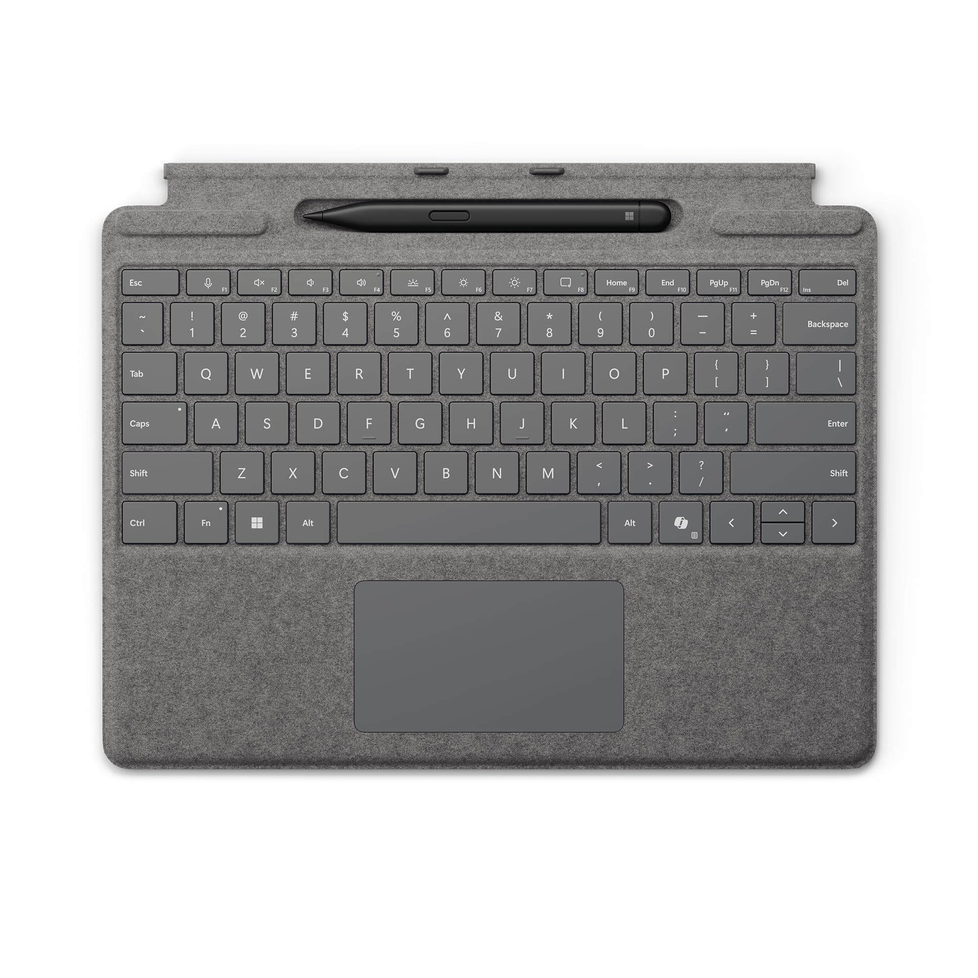 Microsoft Surface Pro Keyboard with Slim Pen 2 Bundle for Copilot+ (11th Edition), 9 and 8, Alcantara Material, Platinum