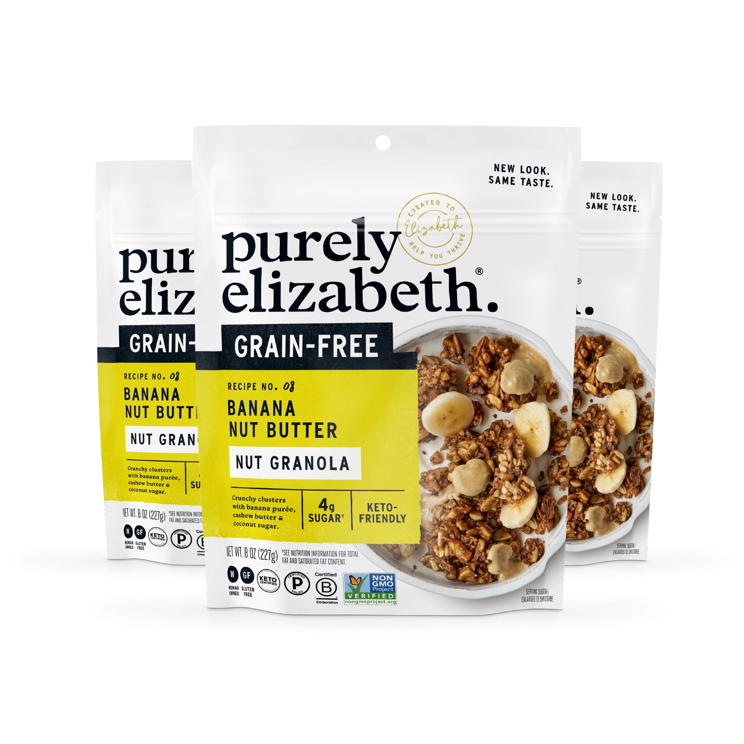 Purely Elizabeth, Banana Nut Butter, Grain-Free Granola, Vegan, Gluten-Free, Keto, Paleo, non-GMO, 8oz (3 ct.)