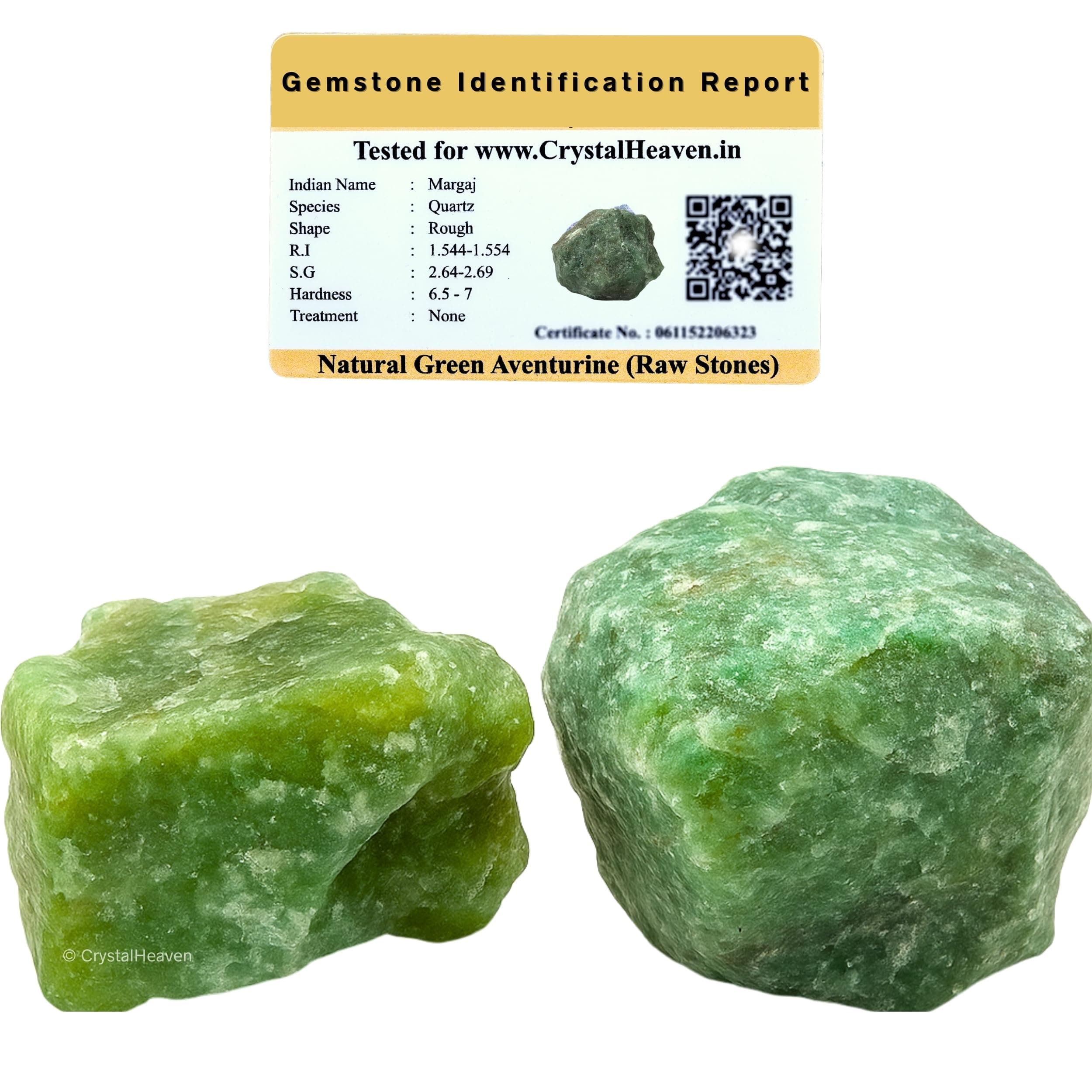 Crystal Heaven Certified Green Aventurine Crystal Healing Rough Stone, Natural Raw Crystals For Manifestation, Meditation And Reiki Healing (2 Pieces)