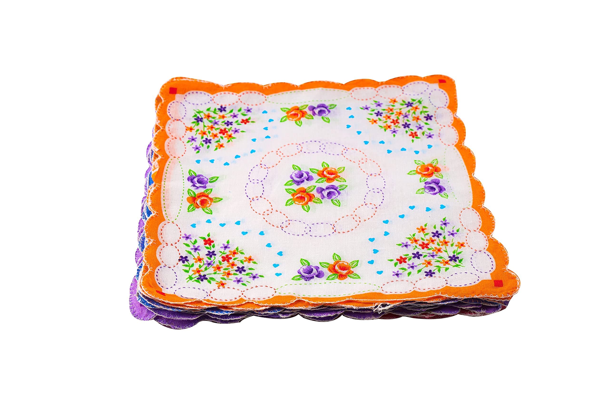 Womens Cotton Hanky Girls Cotton Hankie Vintage Floral Print Cotton Handkerchiefs Hankies,valentines day gifts - Pack of 6