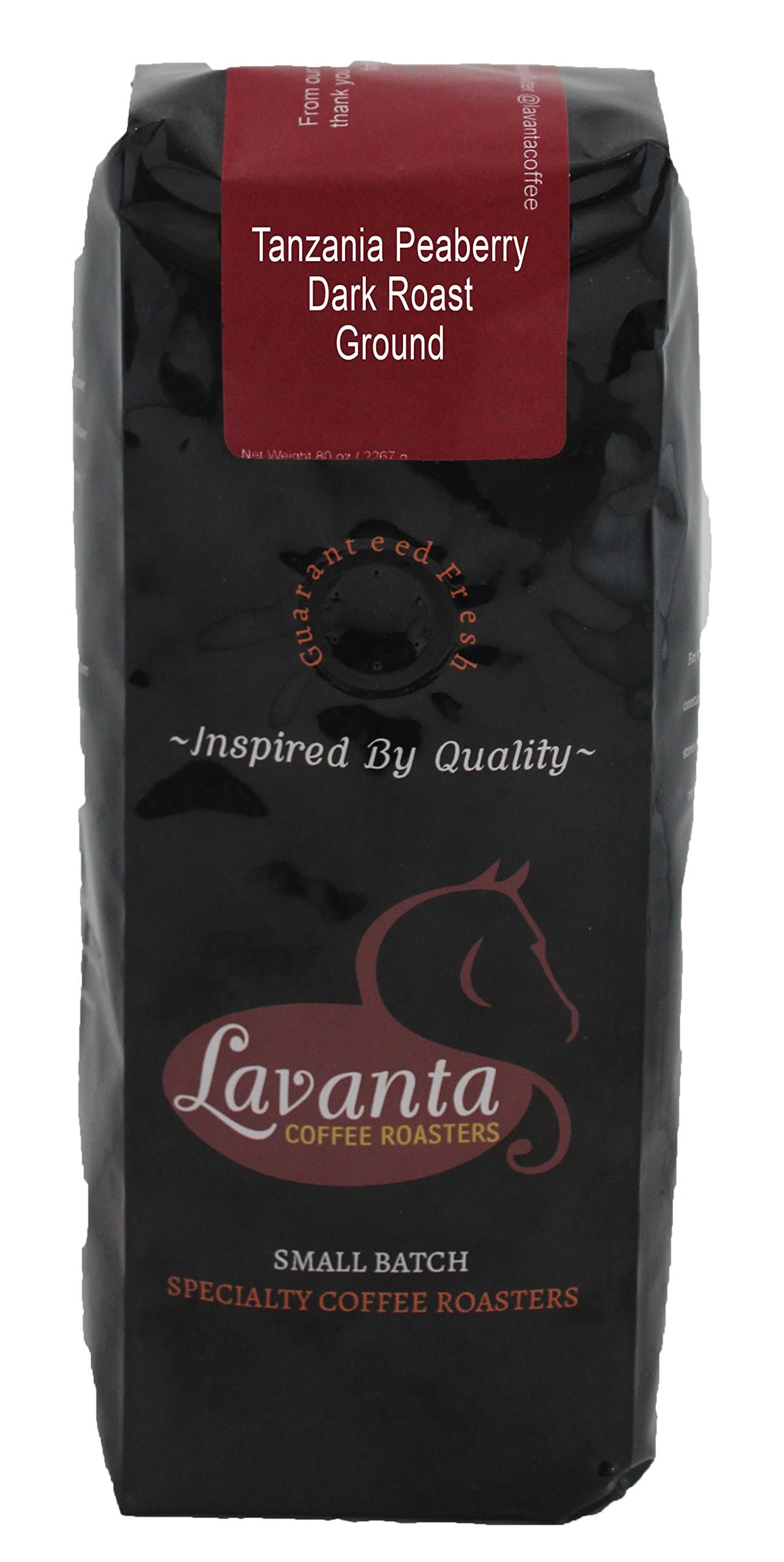 Lavanta Coffee Roasters Tanzania Peaberry Direct Trade Coffee, Dark Ground, 12 oz