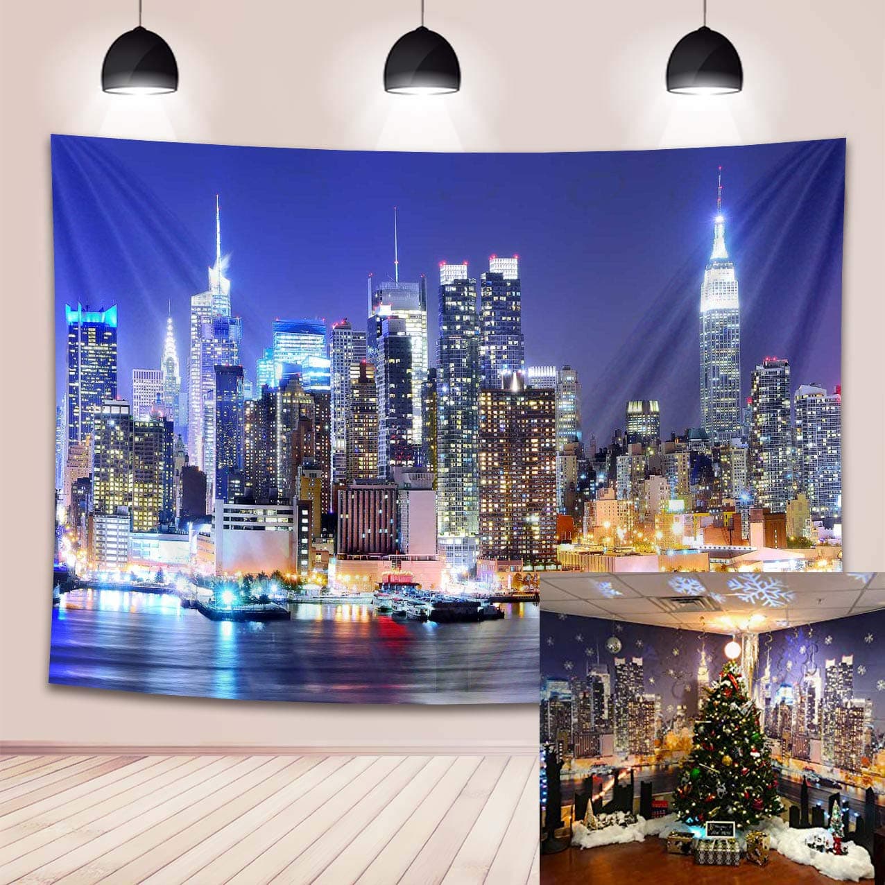 7x5FT New York City Backdrop New Year City Manhattan Night Scene