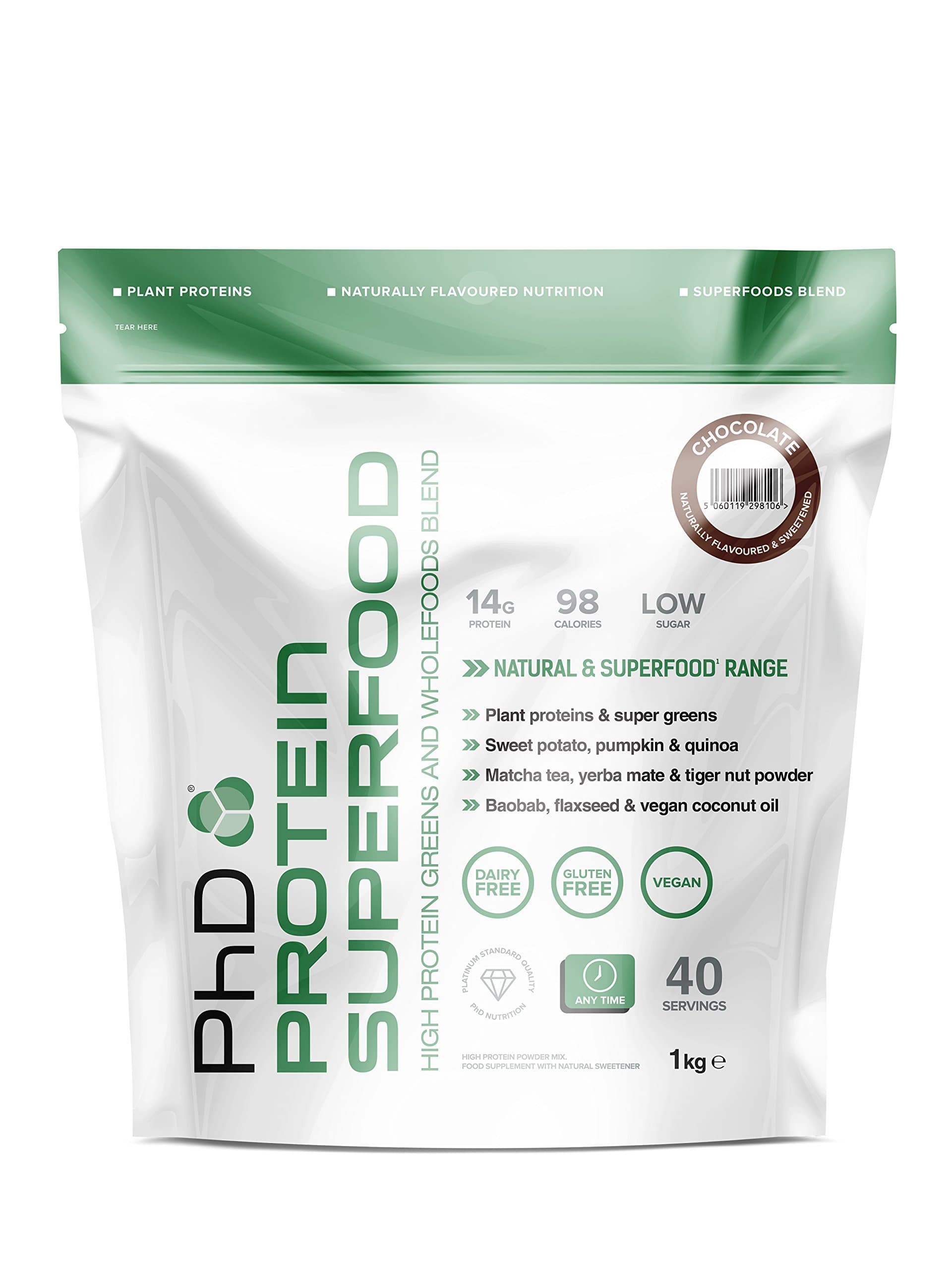 PhD Nutrition Protein Superfood Powder, Chocolate, 1kg by PhD