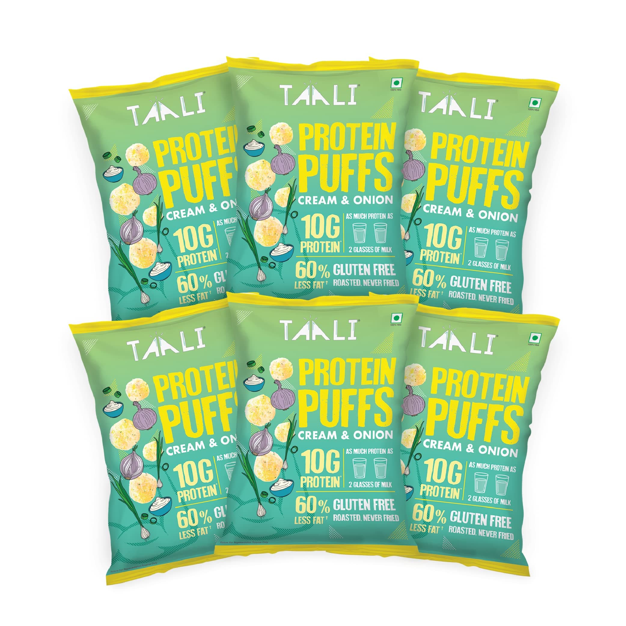 Taali Protein Puffs Cream & Onion 60 Grams Pack of 6