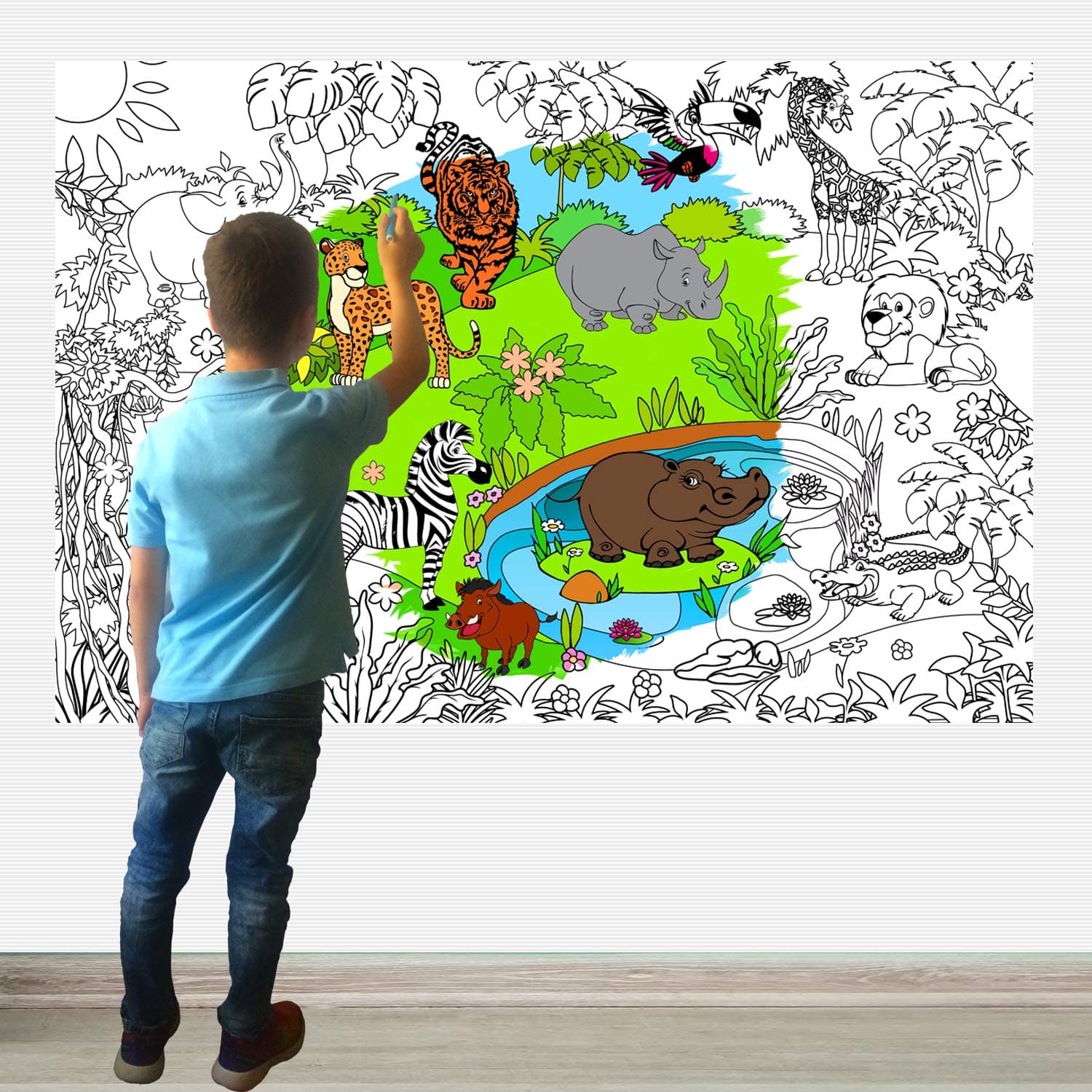 ALEX Art, Giant Coloring Poster - Animals Jumbo Table Wall Coloring Sheets - Super Huge Large Coloring Posters for Kids - Art Home Activities for Kids - Big Floor Pages to Color Size 38.5”x26.7”