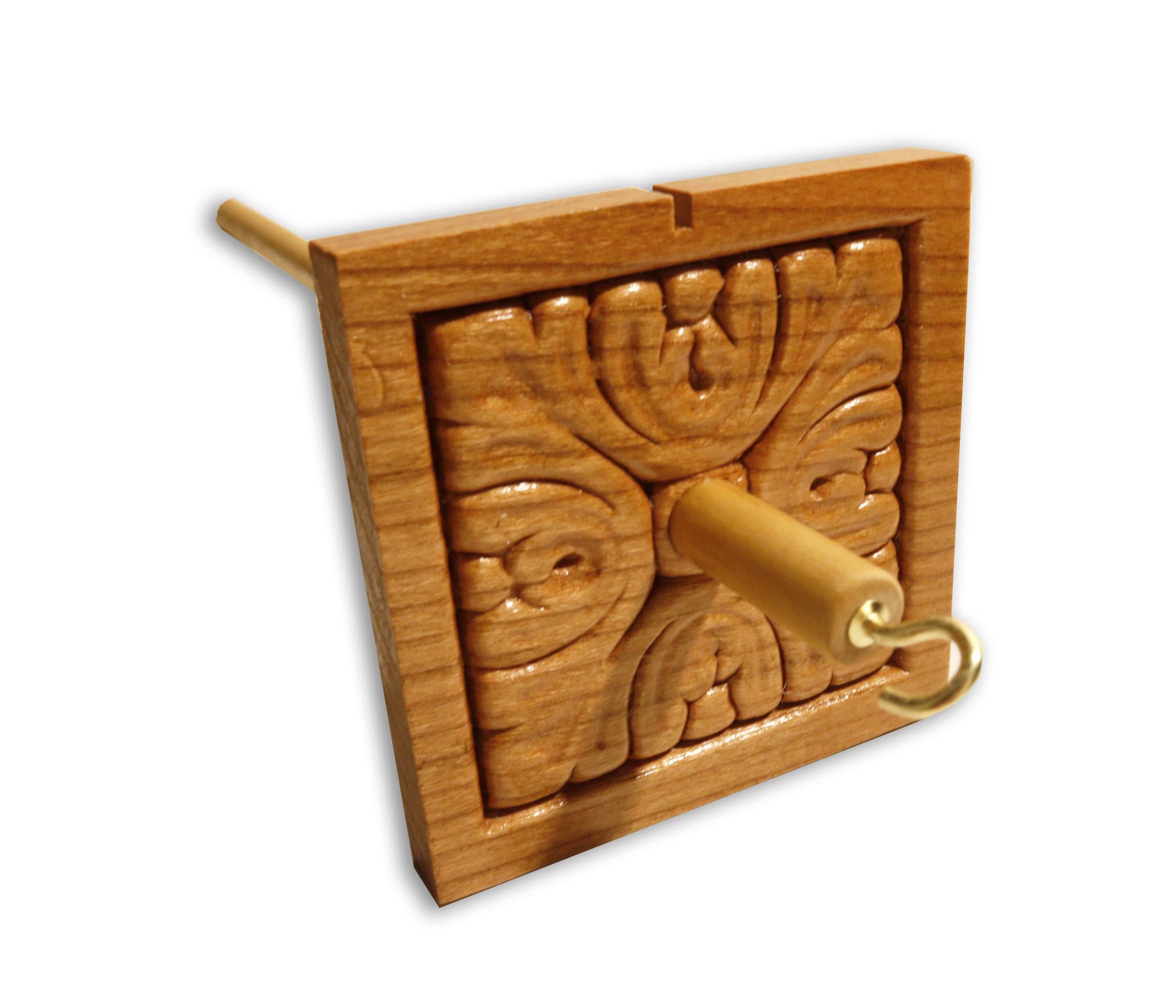 Drop Spindle Acanthus Antique Style Square Top Whorl Hand Carved 12" Length Clear 1.5 oz