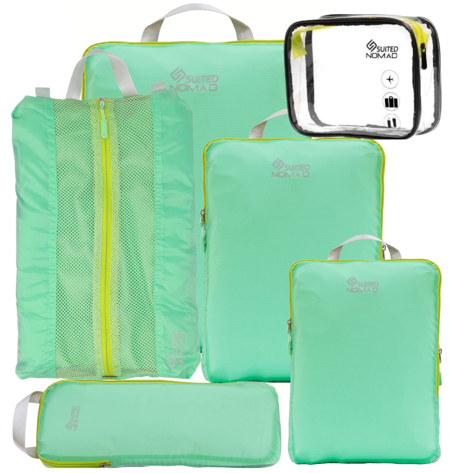 SUITEDNOMAD Ultralight Compression Packing Cubes Set, Suitcase and Backpack Travel Organizer Bags