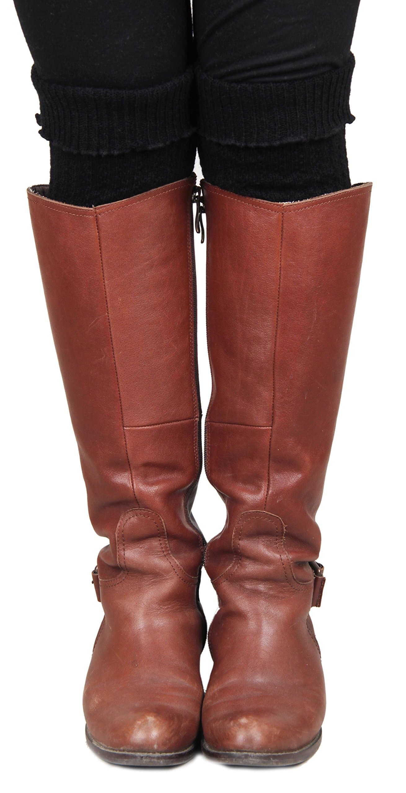 Calonice Amorino Women's Accessory Leg Warmers Black Fashion style winter spring fall warm boot cuffs Knee High Thick Knit Slouchy One size 50x1x9 cm (LxHxW) 31802