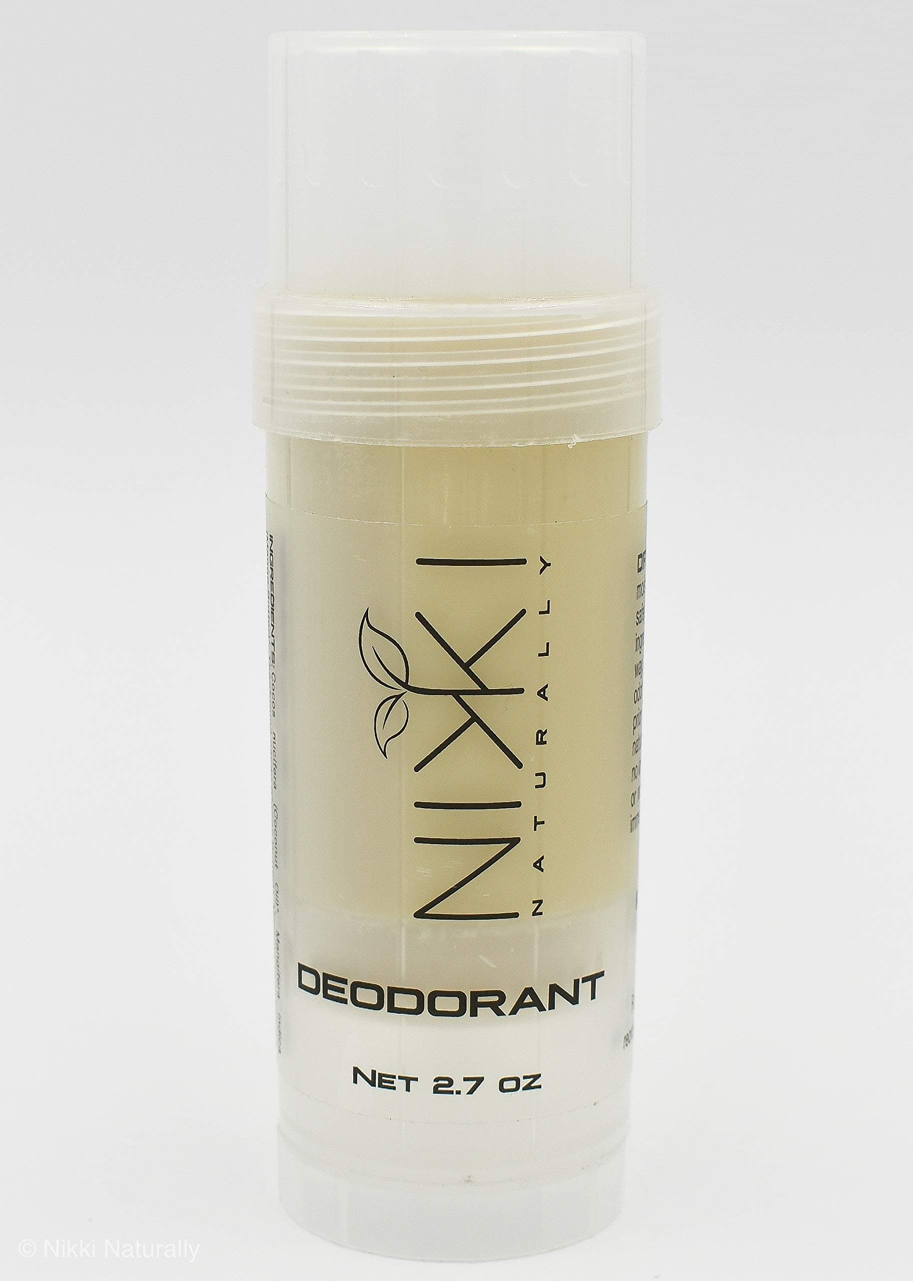 Nikki Naturally Deodorant. Aluminum Free, Paraben Free, Toxic Chemical Free. The longer you use it the less you need.
