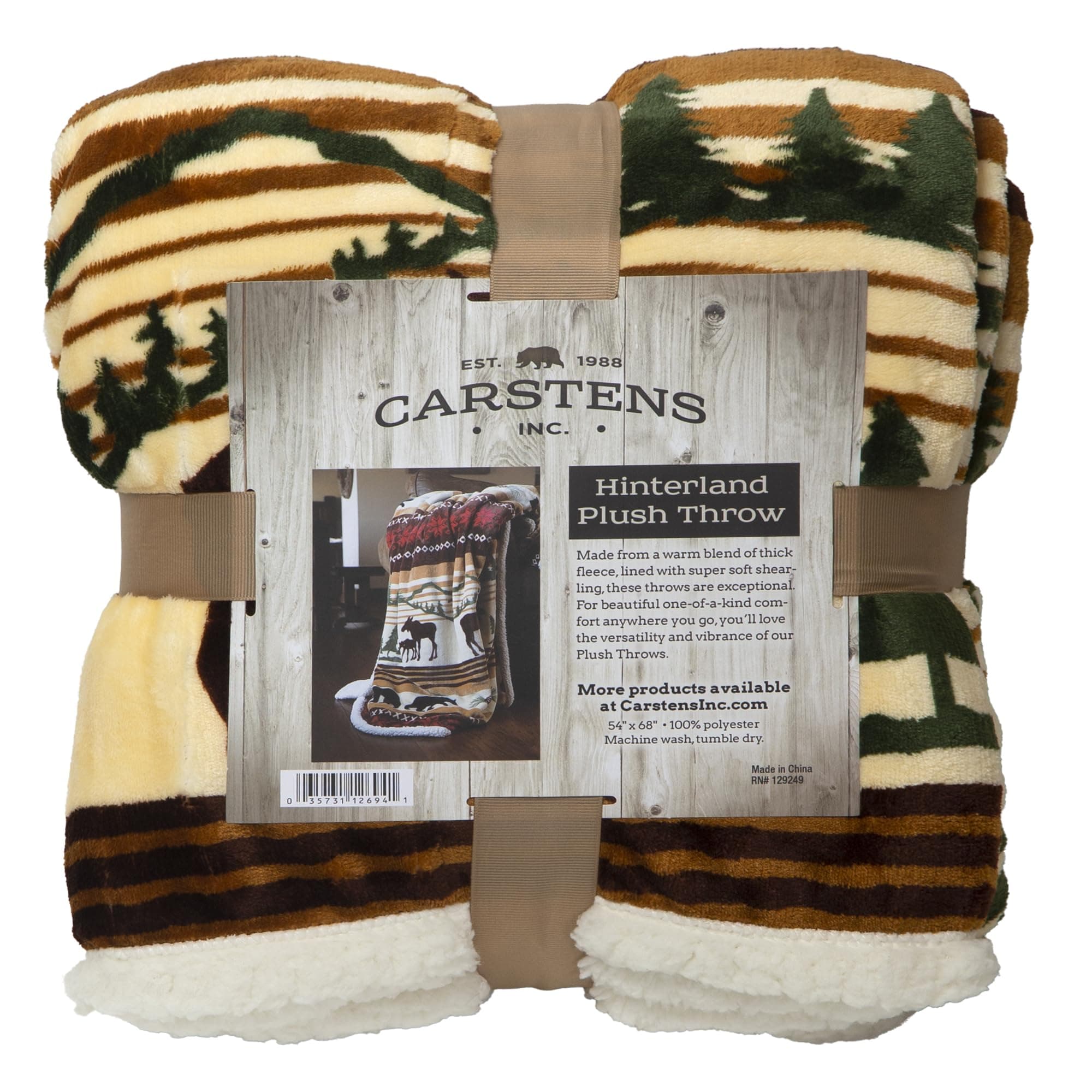 CARSTENS, INC. Ultra Premium Super Soft Plush Sherpa Fleece Oversized Throw Blanket 54" x 68", Hinterland